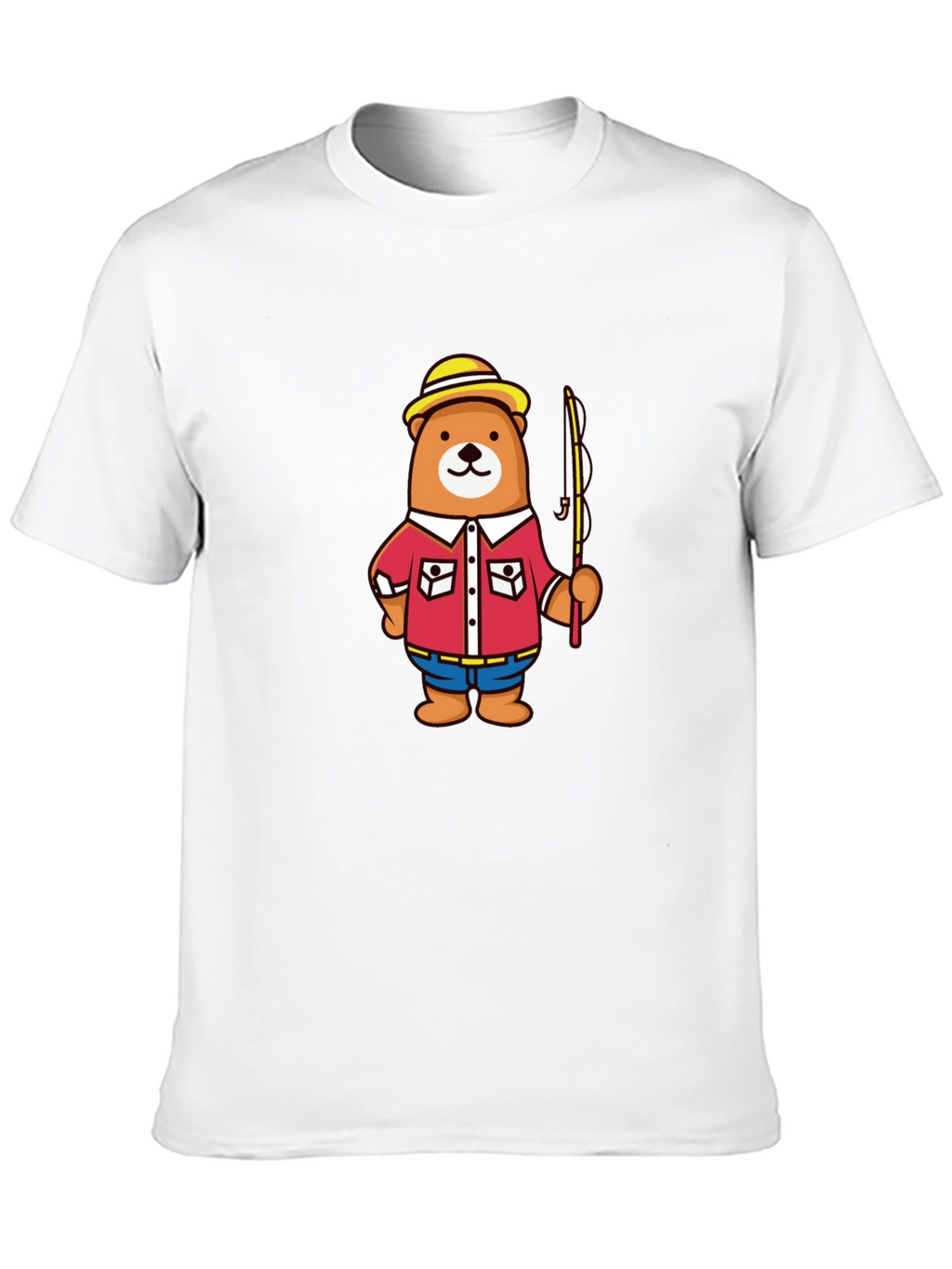 Fishing Bear Cartoon Graphic T-Shirt