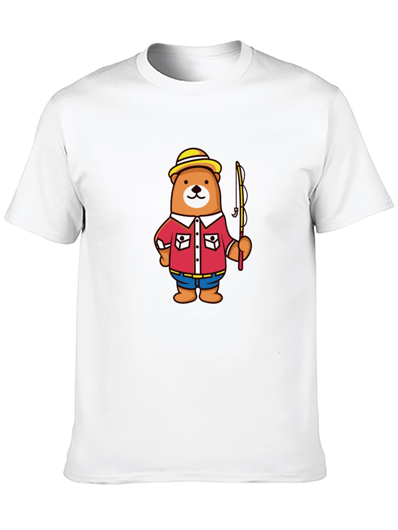 Fishing Bear Cartoon Graphic T-Shirt