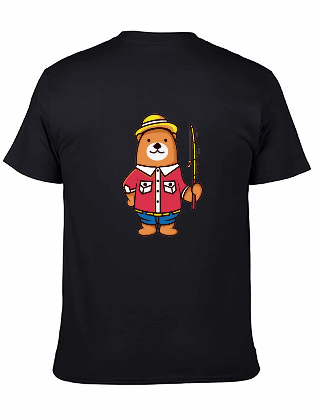 Fishing Bear Cartoon Graphic T-Shirt