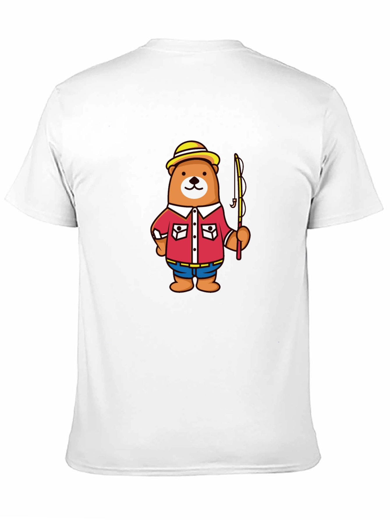 Fishing Bear Cartoon Graphic T-Shirt