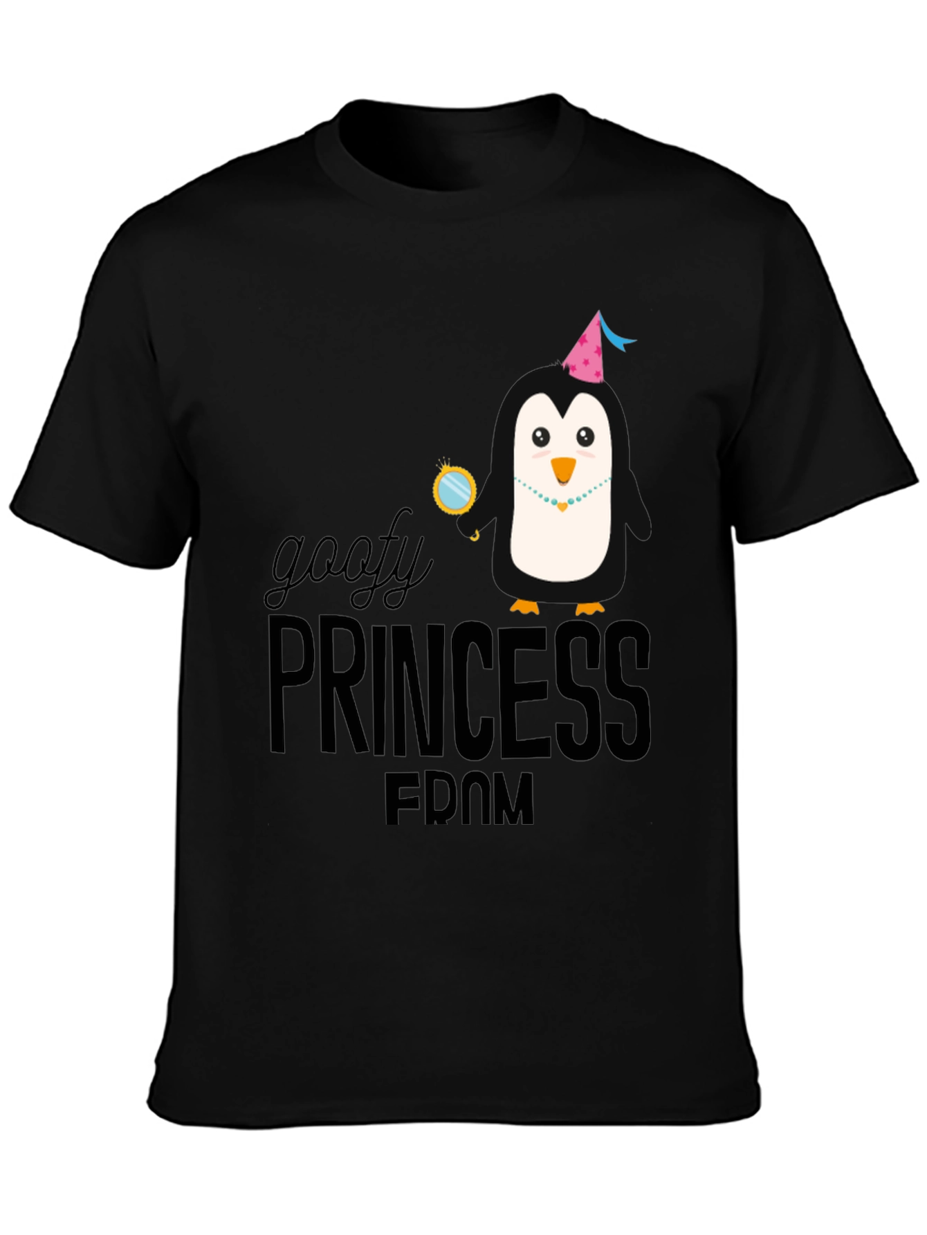 Goofy Princess FDOM Black T-Shirt Penguin