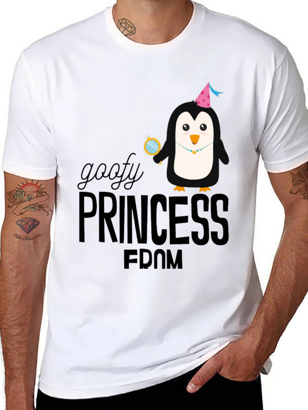 Goofy Princess FDOM Black T-Shirt Penguin