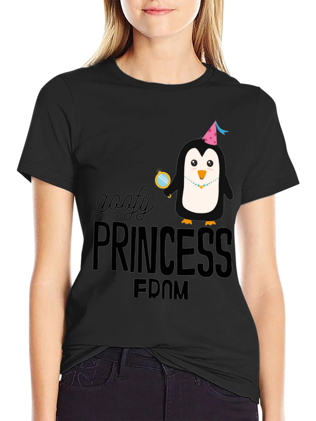 Goofy Princess FDOM Black T-Shirt Penguin