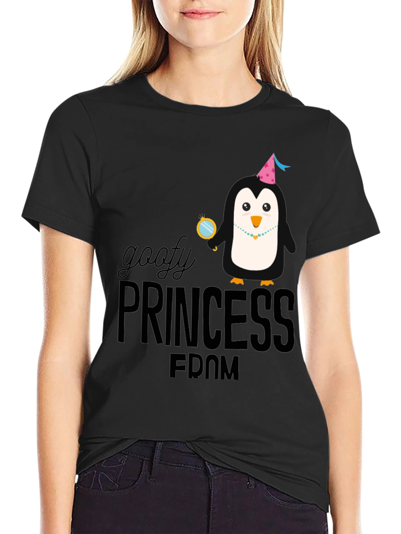 Goofy Princess FDOM Black T-Shirt Penguin