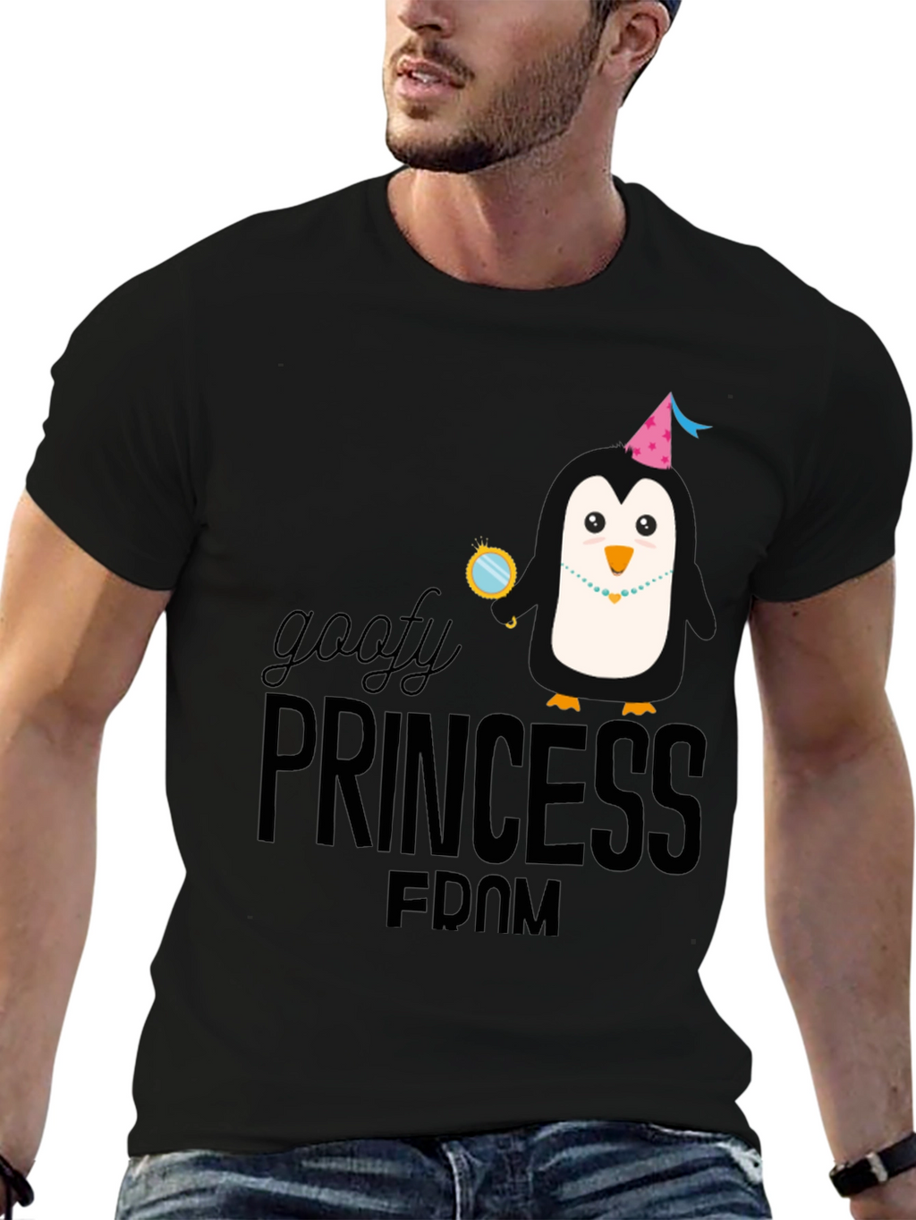 Goofy Princess FDOM Black T-Shirt Penguin