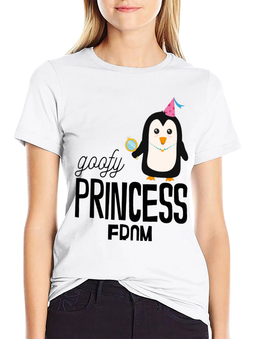 Goofy Princess FDOM Black T-Shirt Penguin