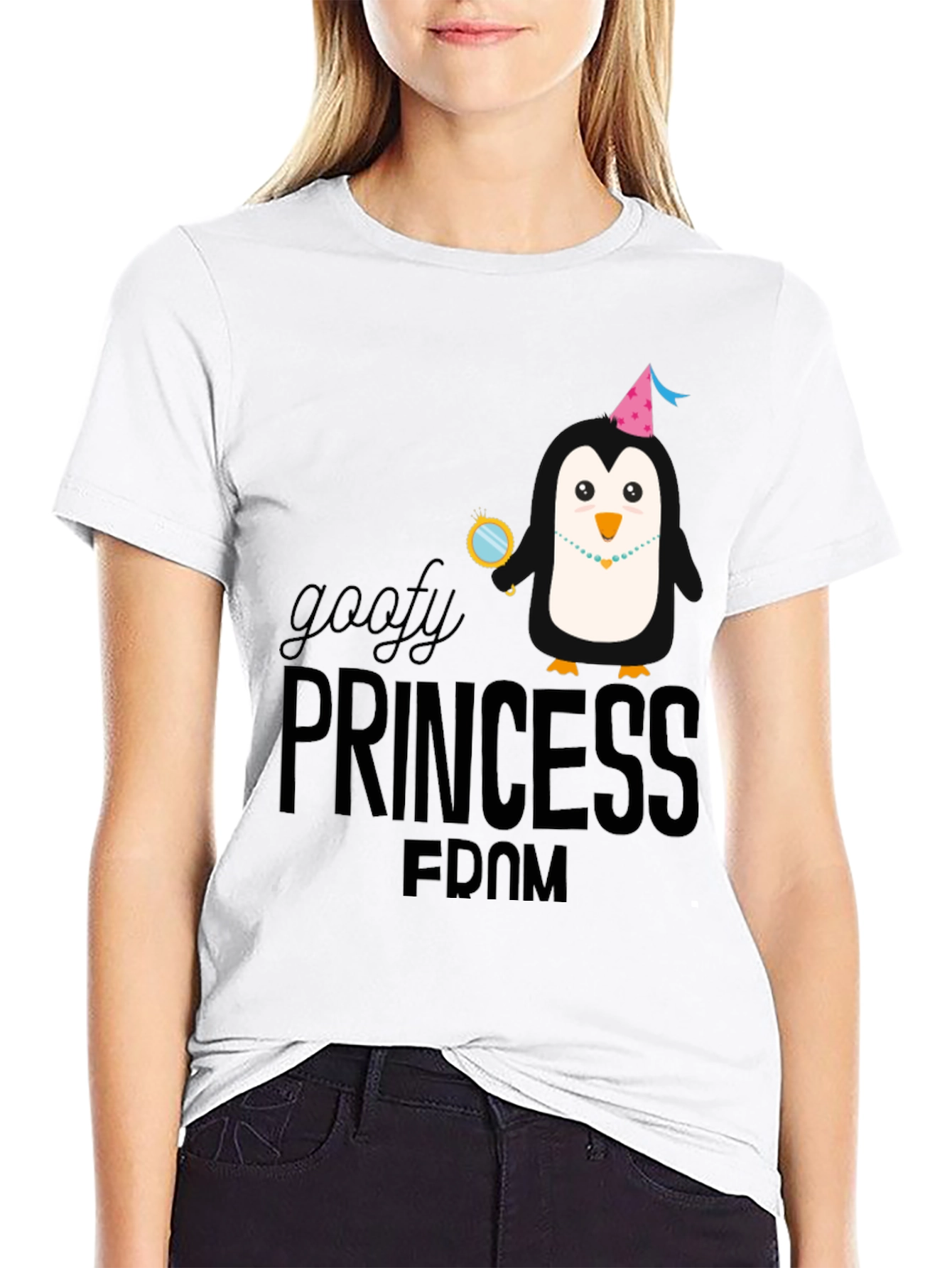 Goofy Princess FDOM Black T-Shirt Penguin