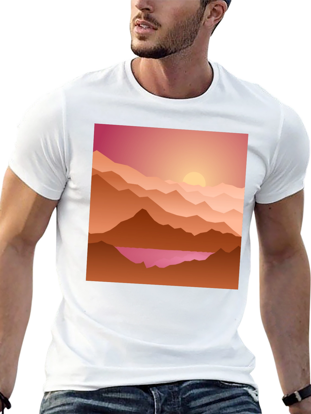 Sunset Mountain Graphic Tee - Casual Style