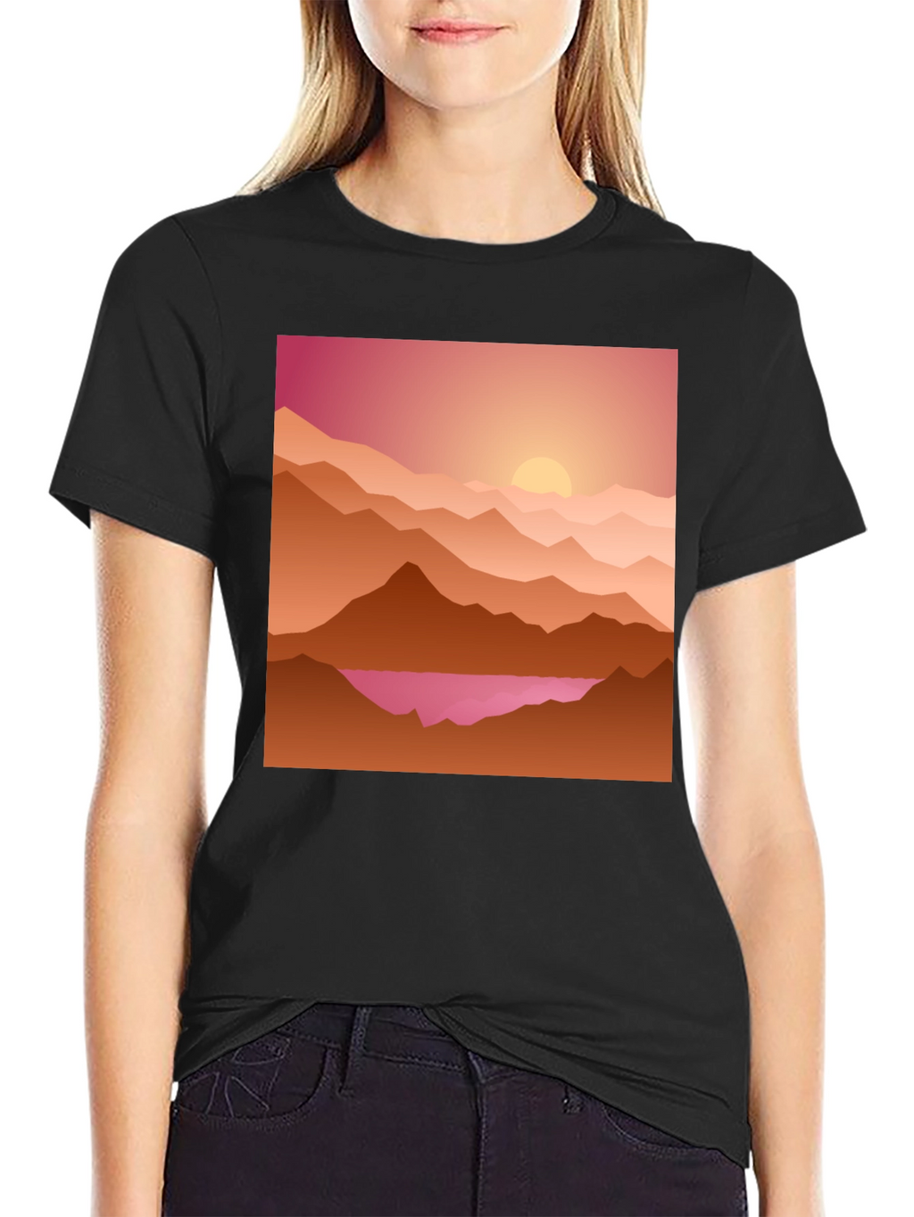 Sunset Mountain Graphic Tee - Casual Style