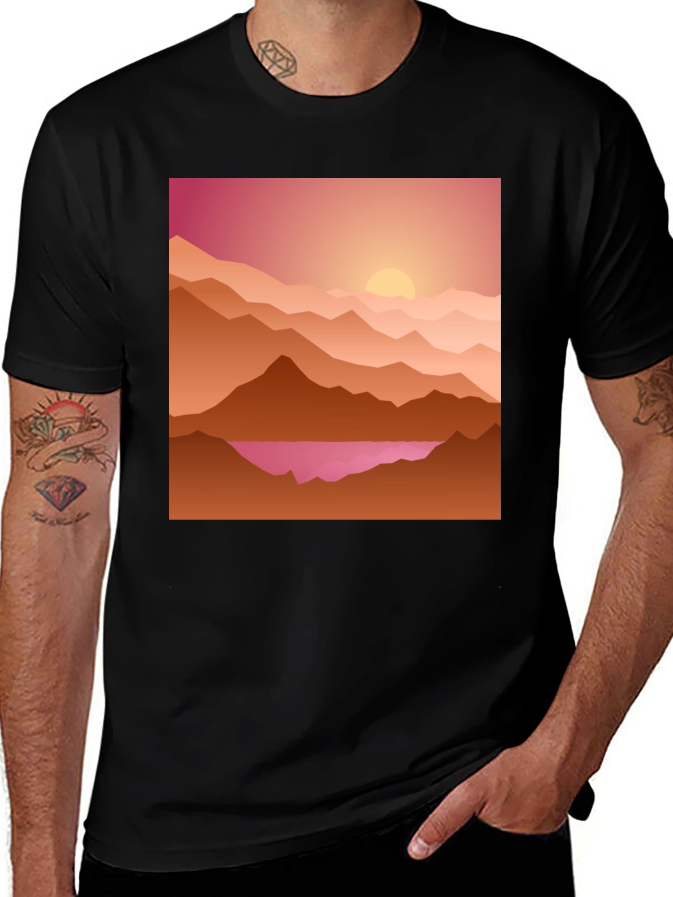 Sunset Mountain Graphic Tee - Casual Style