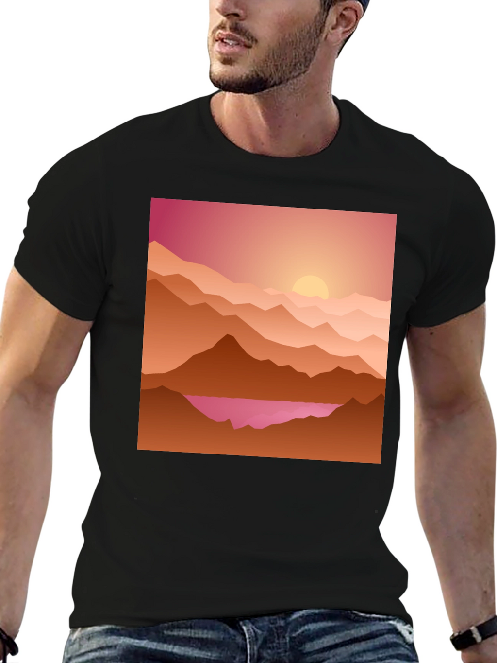 Sunset Mountain Graphic Tee - Casual Style