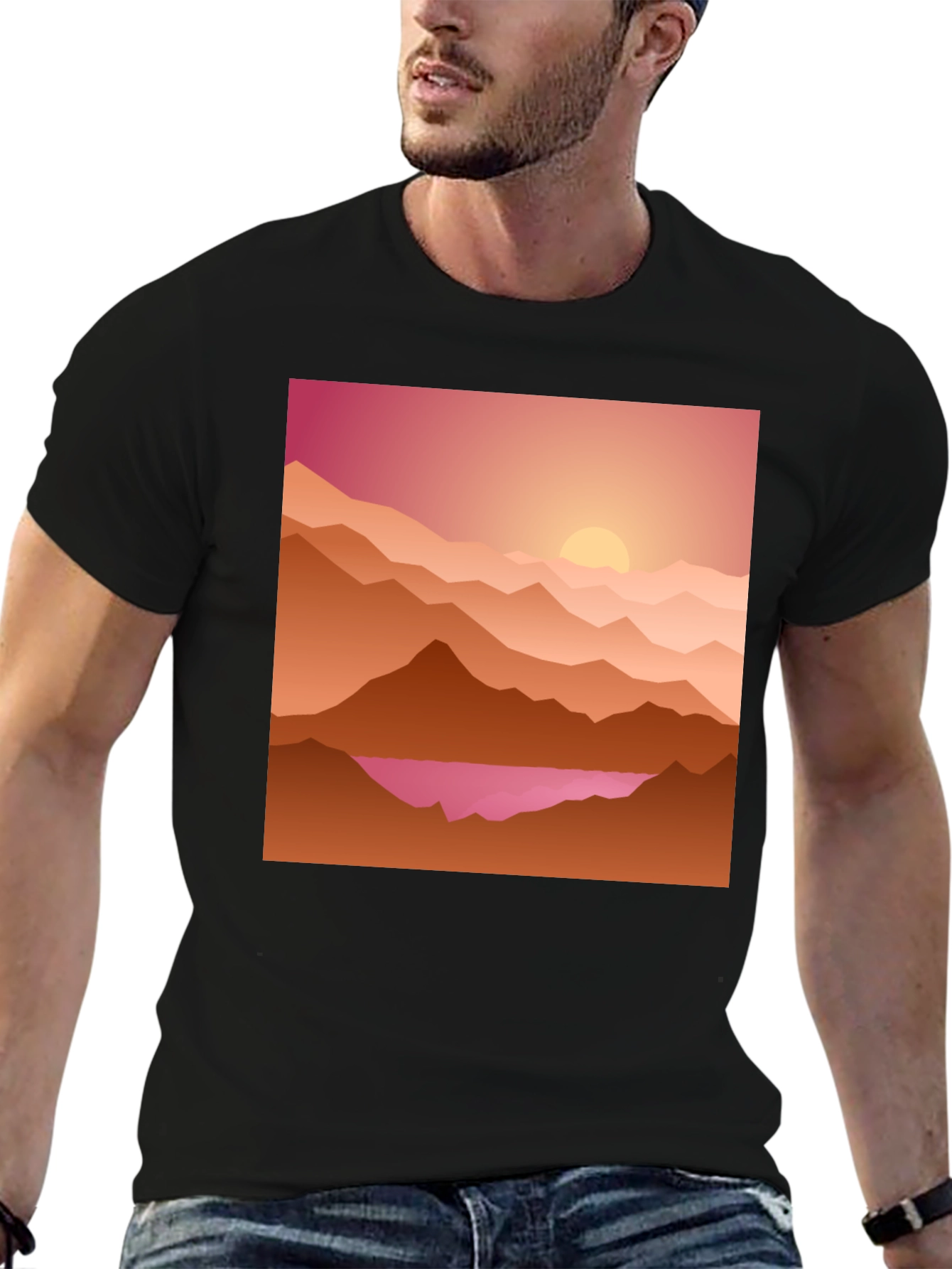 Sunset Mountain Graphic Tee - Casual Style