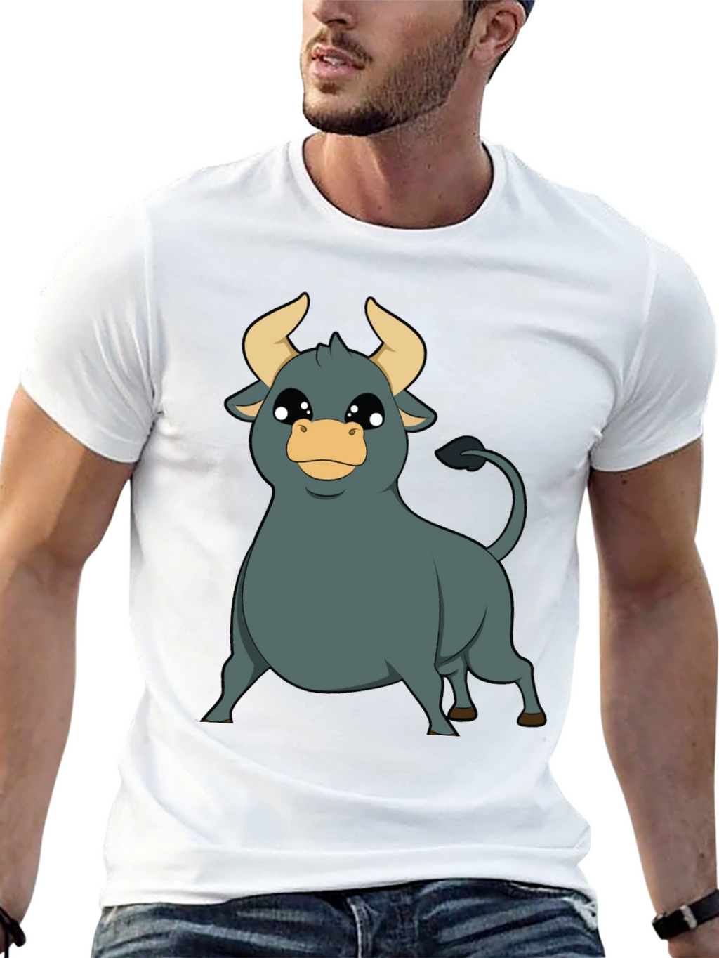 Cartoon Bull T-Shirt - Black Graphic Tee