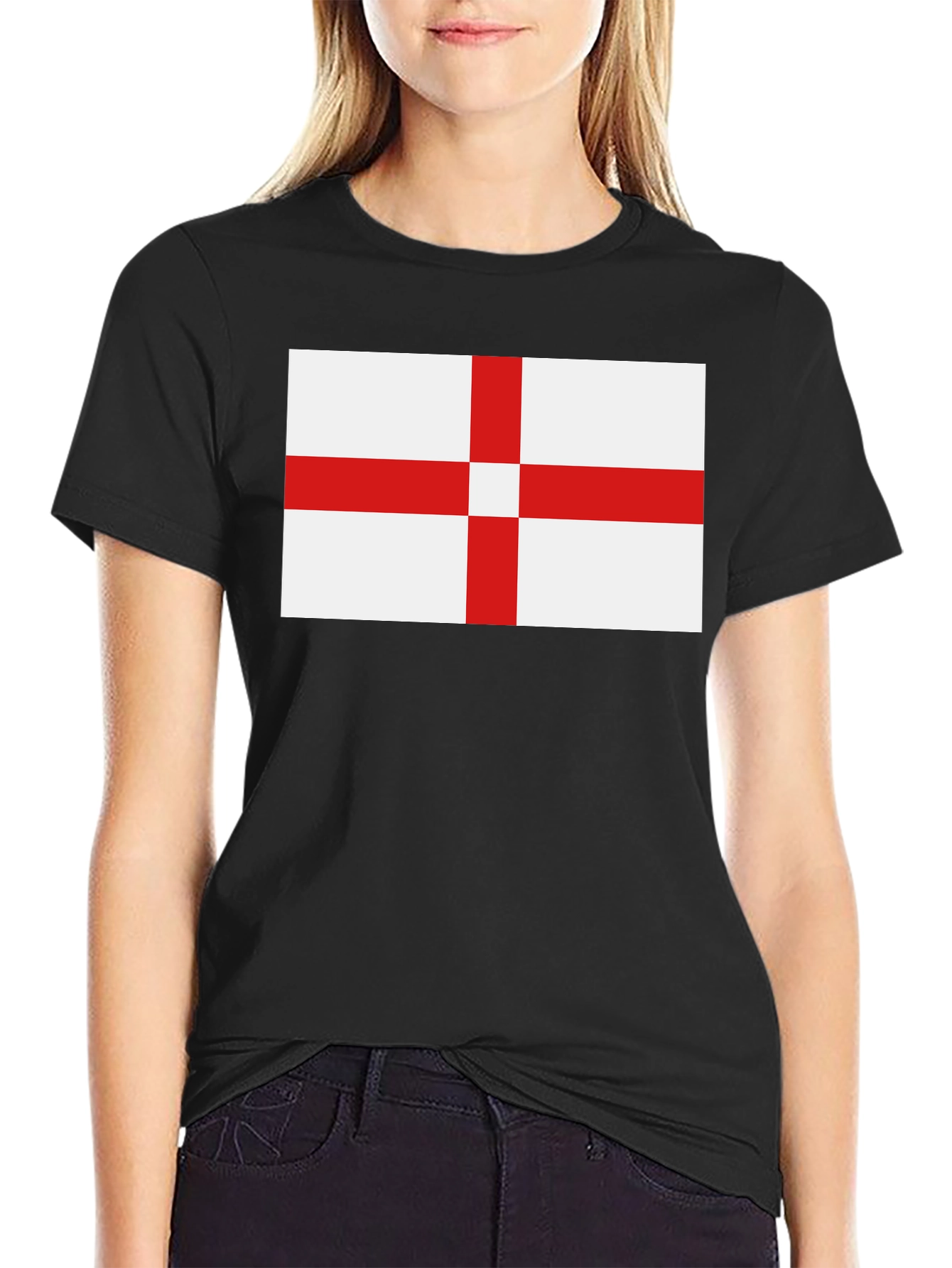 England Flag T-Shirt - Black Cotton Tee