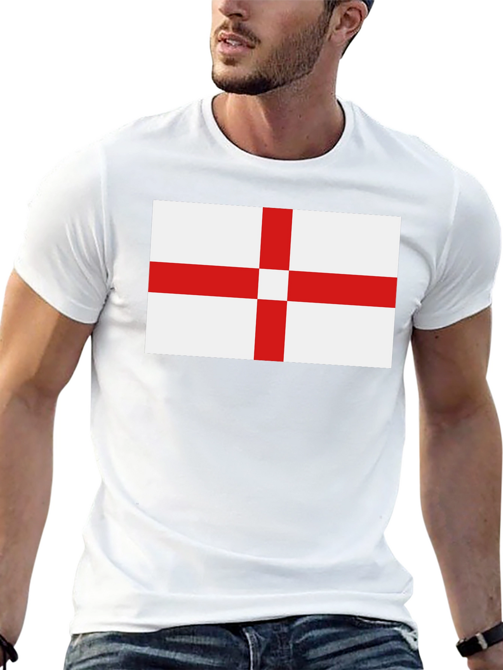 England Flag T-Shirt - Black Cotton Tee