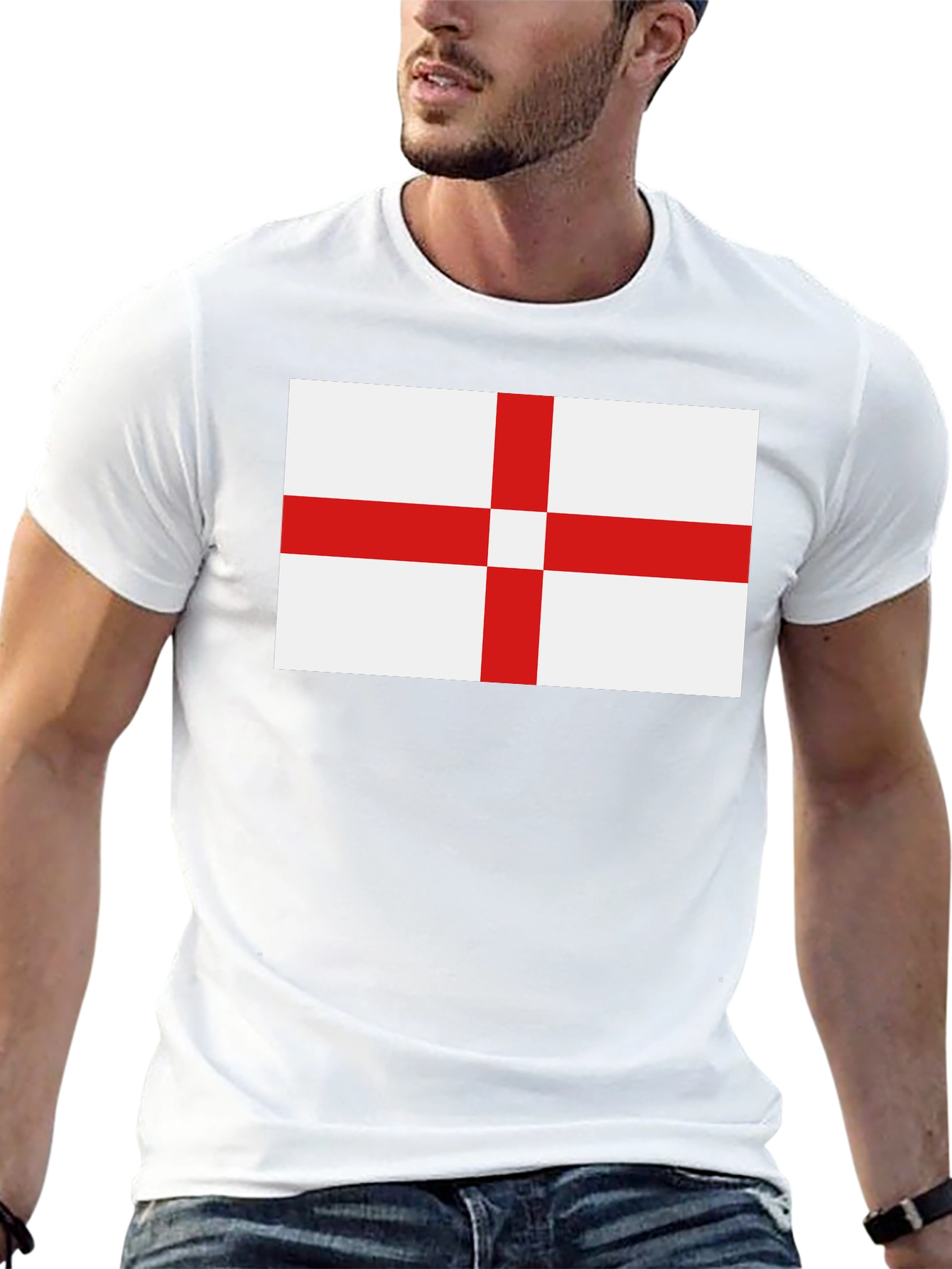 England Flag T-Shirt - Black Cotton Tee