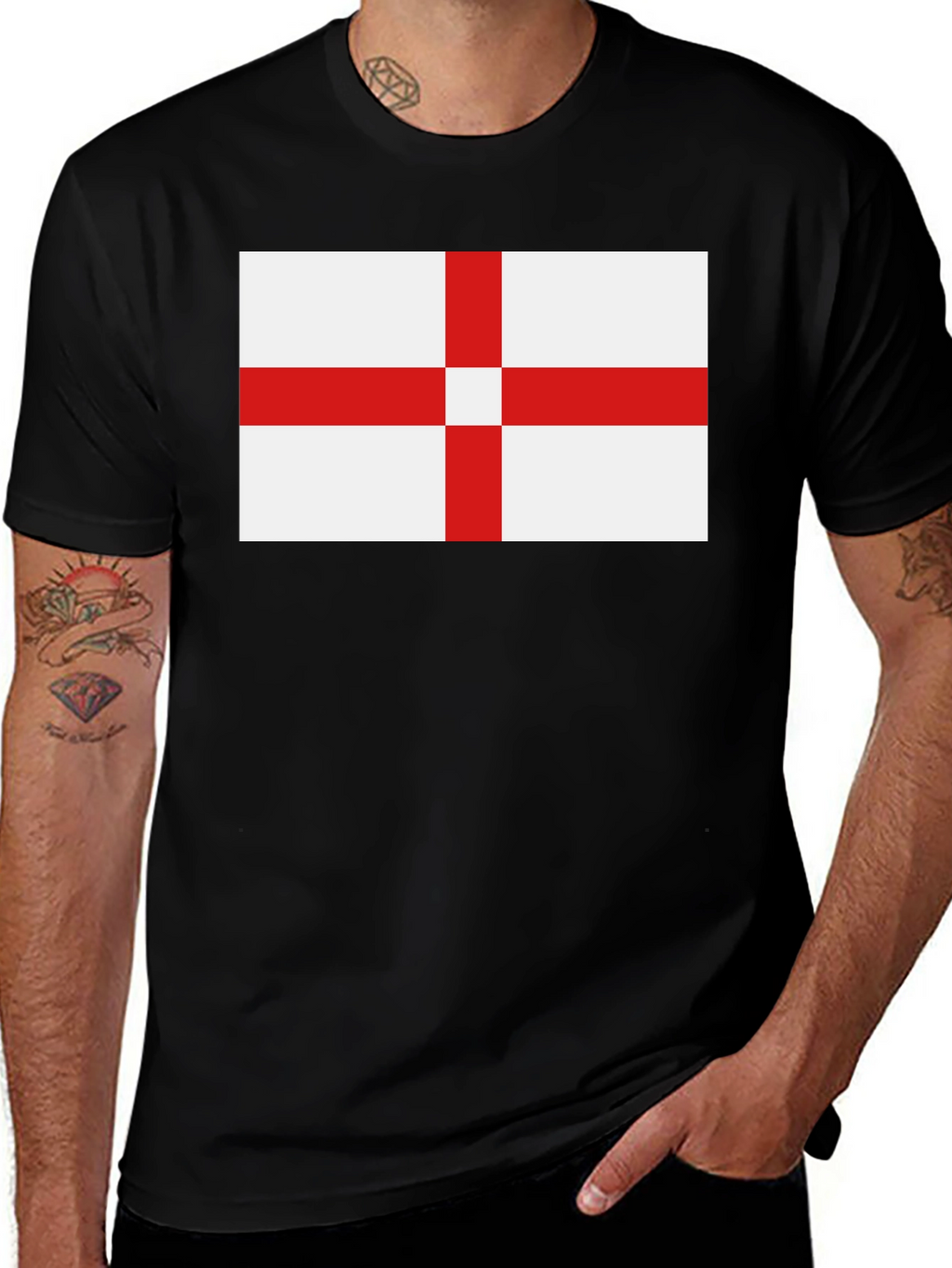 England Flag T-Shirt - Black Cotton Tee