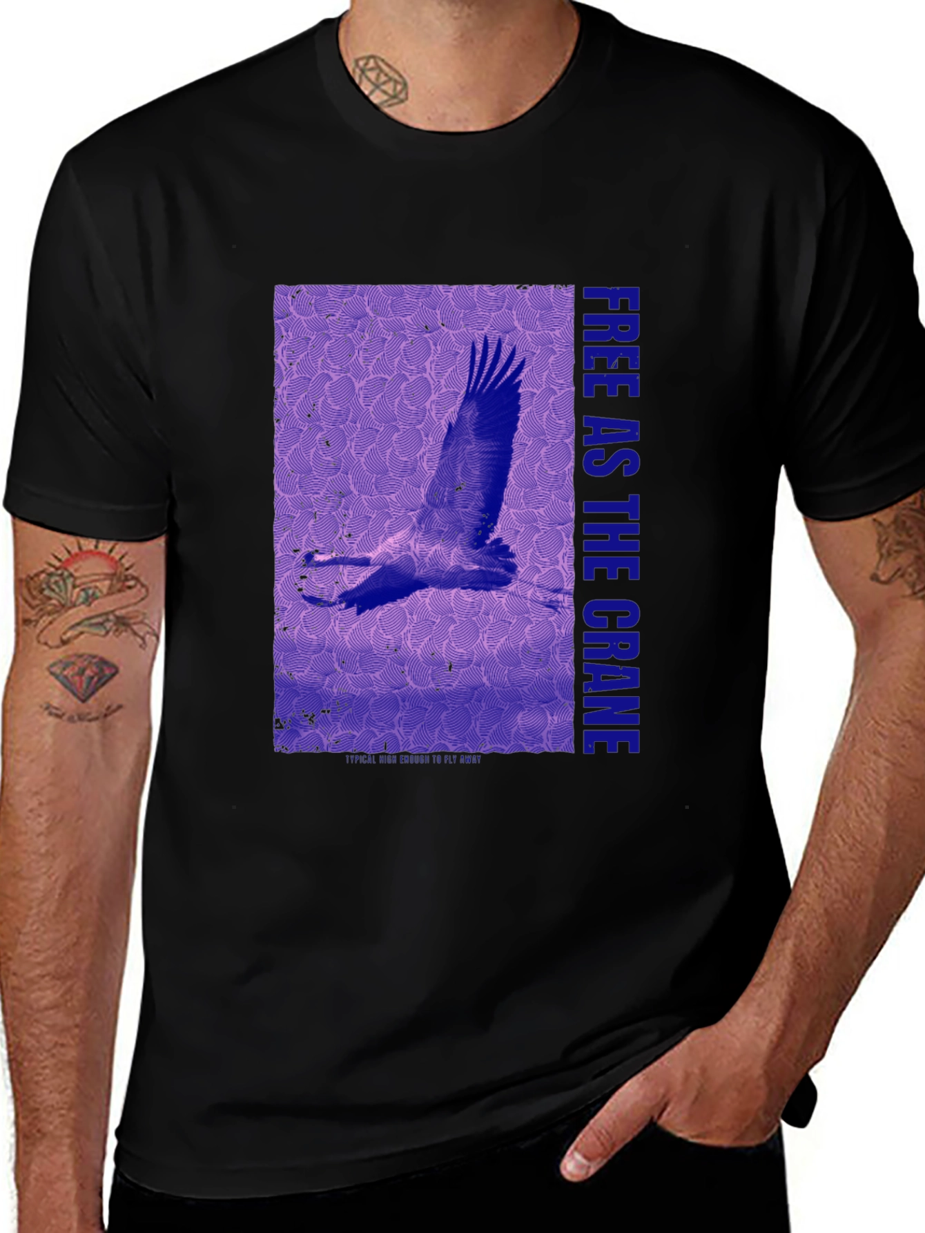 Crane Graphic Tee -  Free As The Crane Bird T-Shirt
