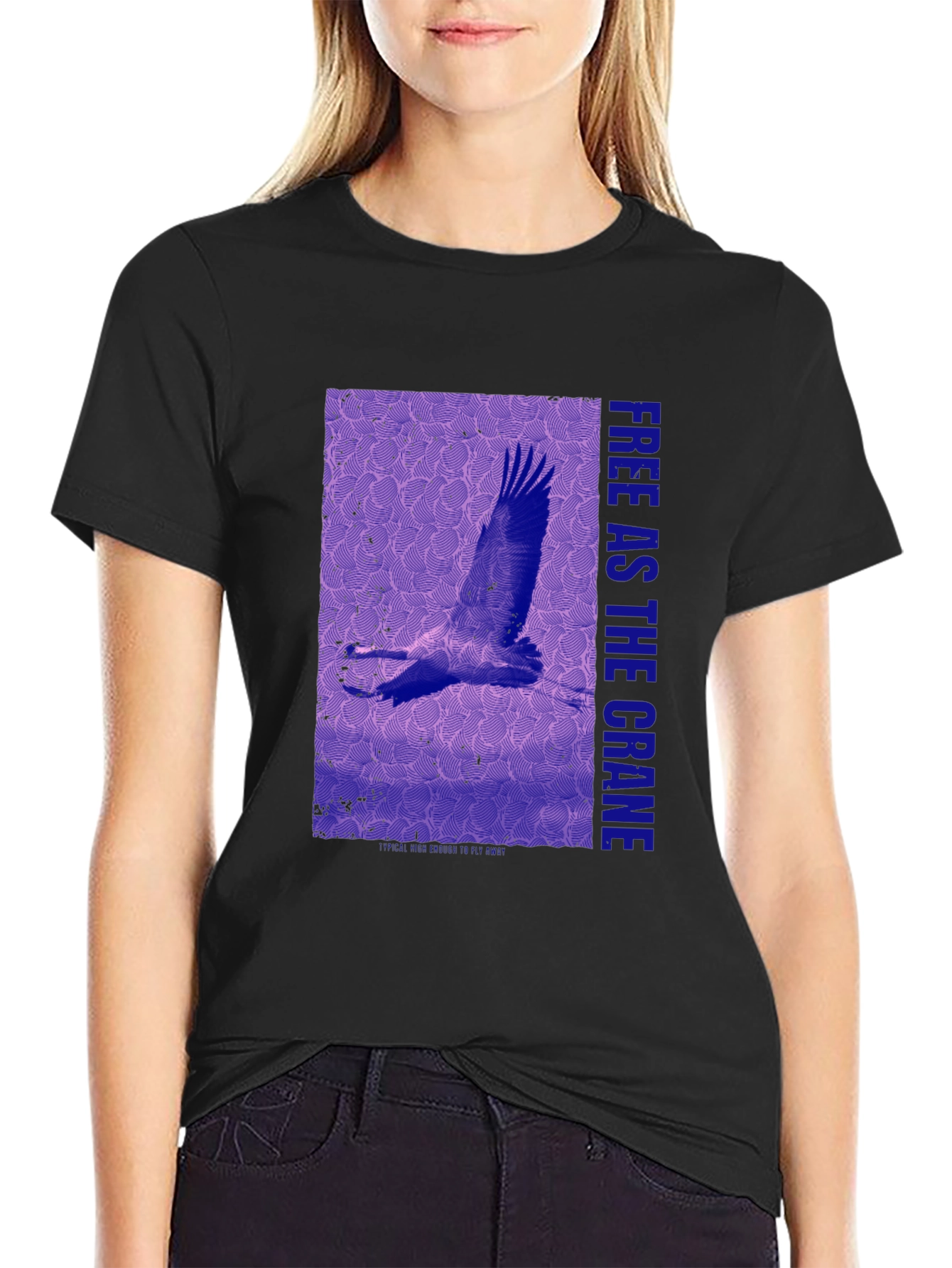 Crane Graphic Tee -  Free As The Crane Bird T-Shirt