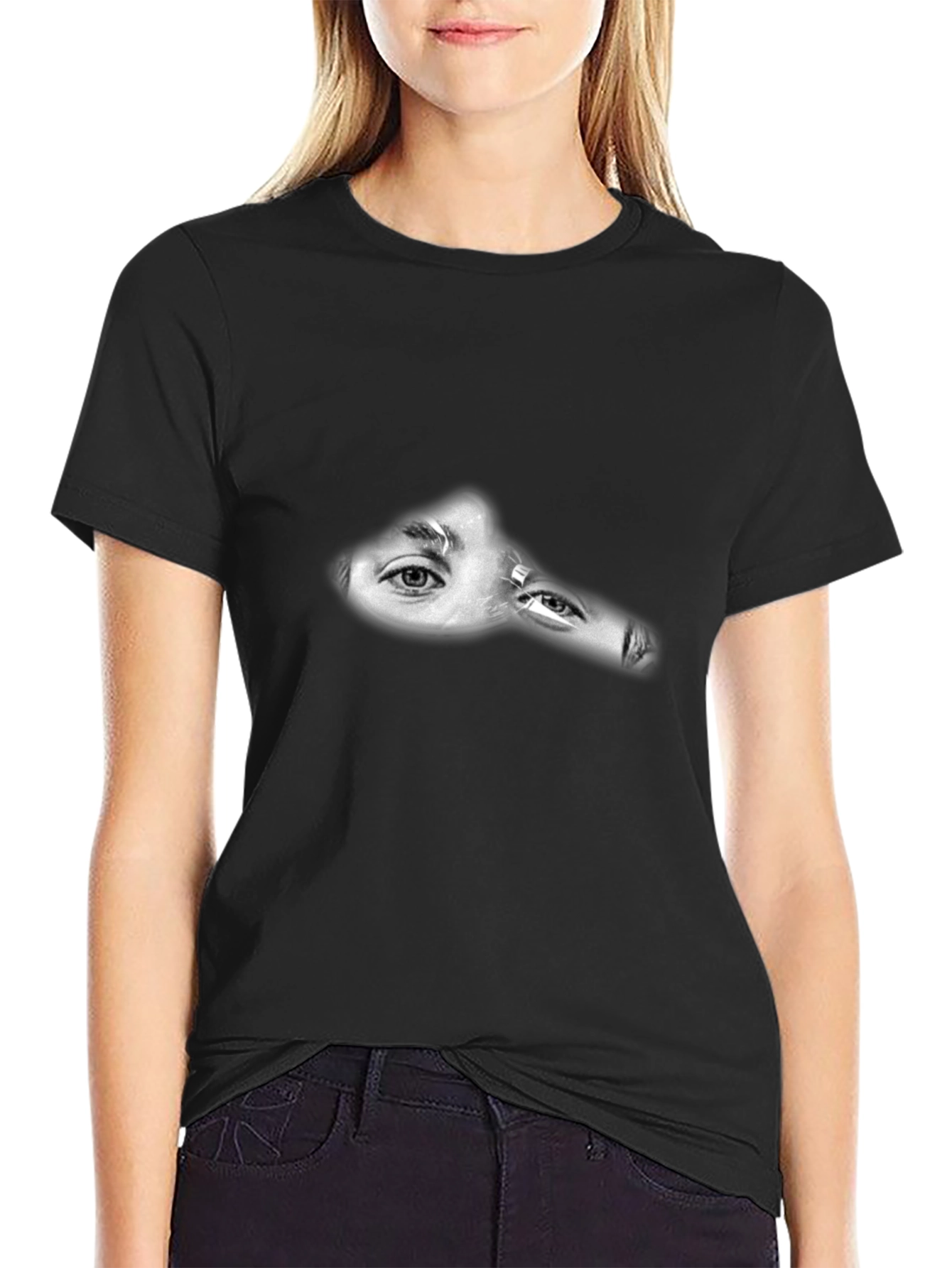 Mysterious Eyes Black T-Shirt - Intrigue Style