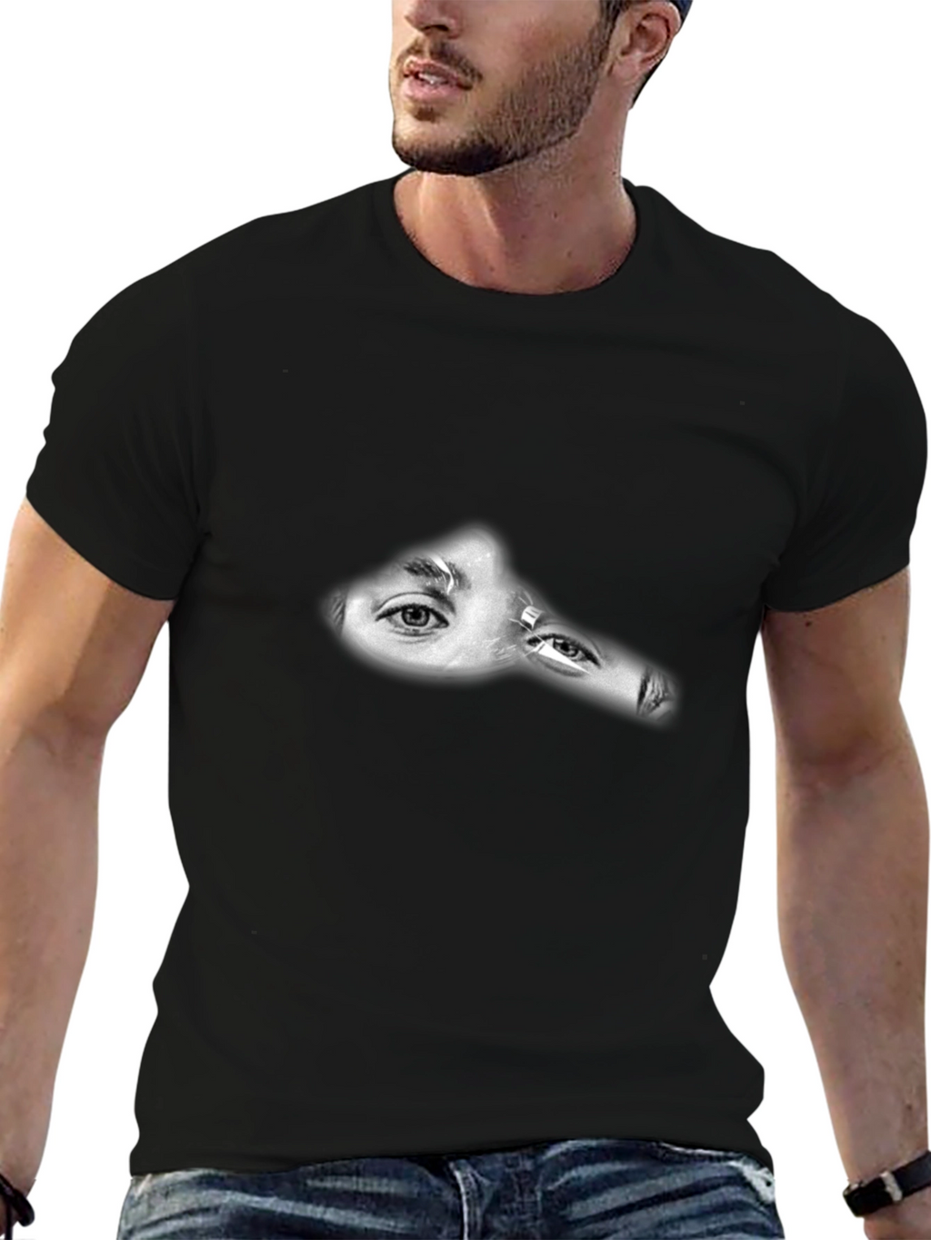 Mysterious Eyes Black T-Shirt - Intrigue Style