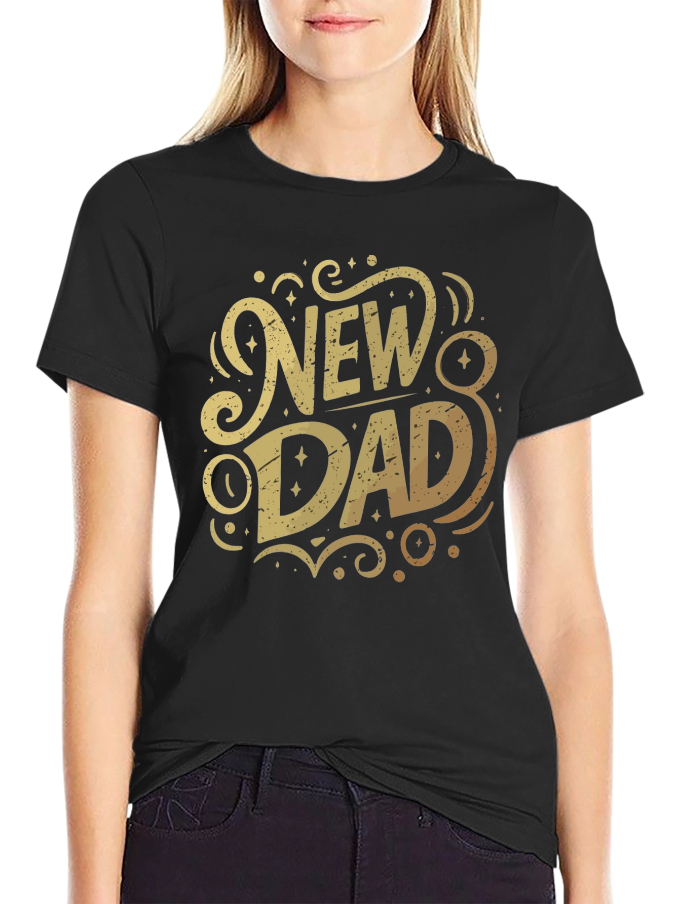 New Dad Graphic T-Shirt - Black Cotton Tee
