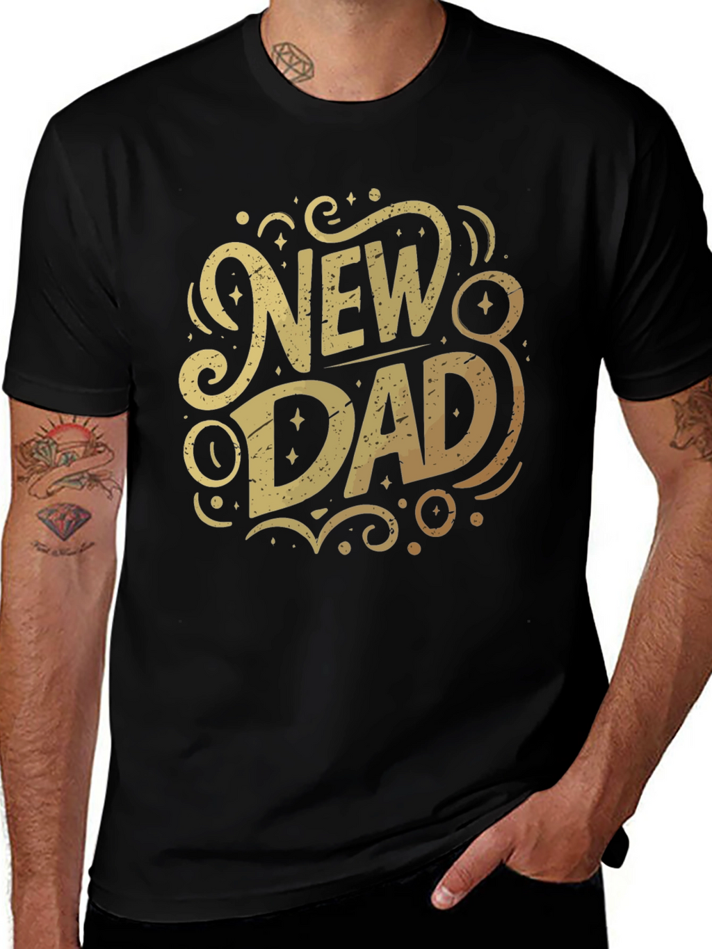 New Dad Graphic T-Shirt - Black Cotton Tee