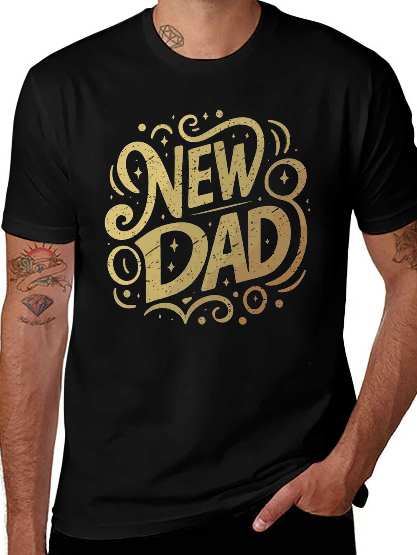 New Dad Graphic T-Shirt - Black Cotton Tee