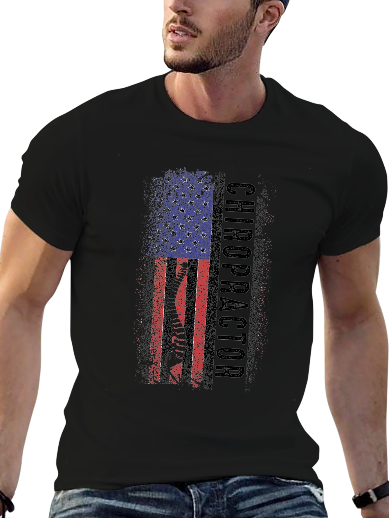 Chiropractor American Flag Graphic T-Shirt
