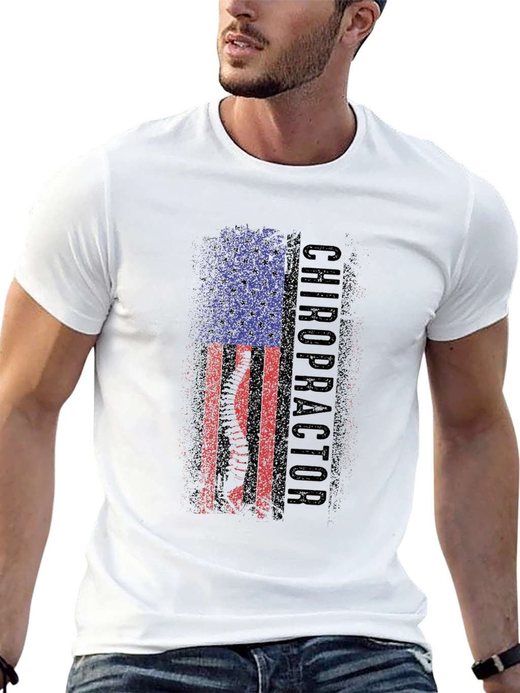 Chiropractor American Flag Graphic T-Shirt