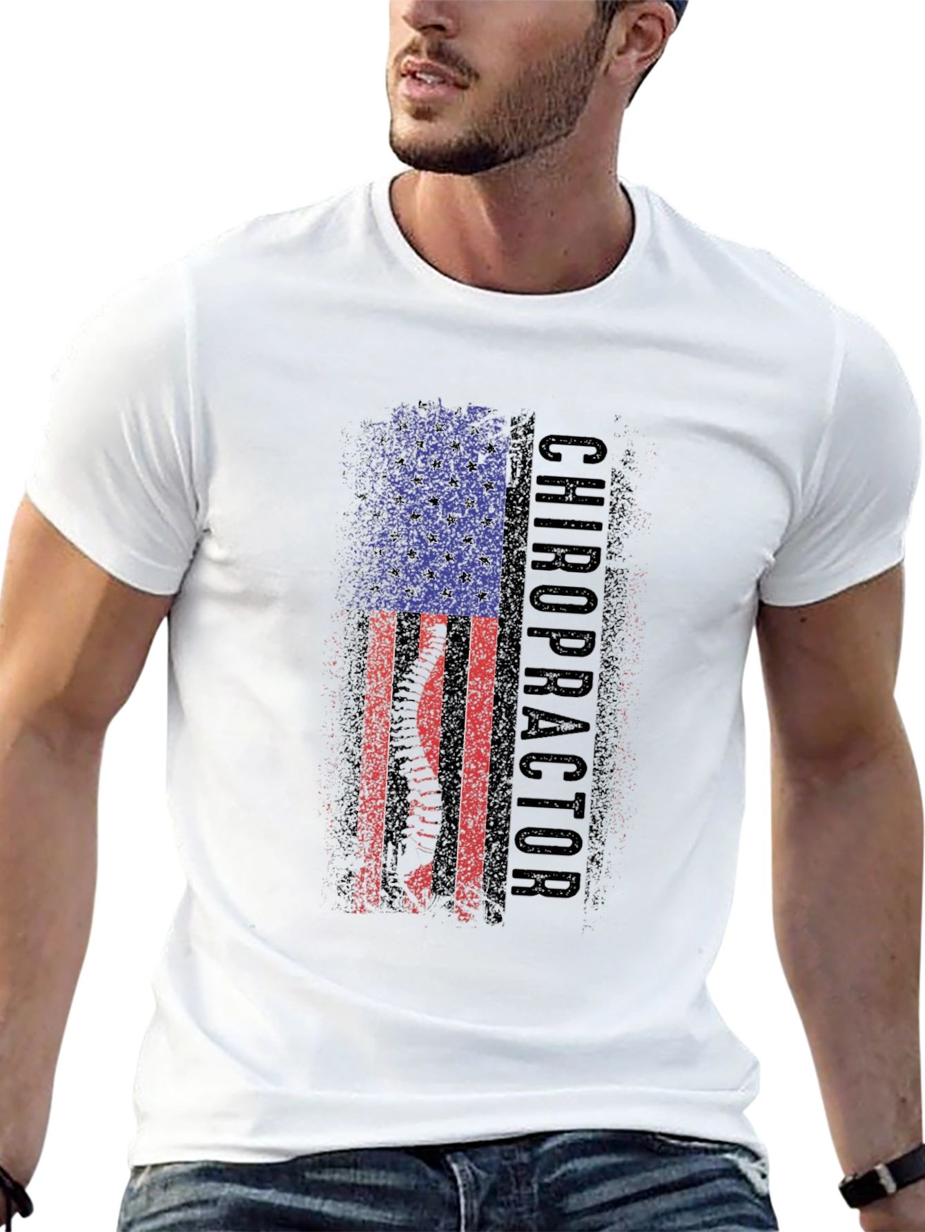 Chiropractor American Flag Graphic T-Shirt