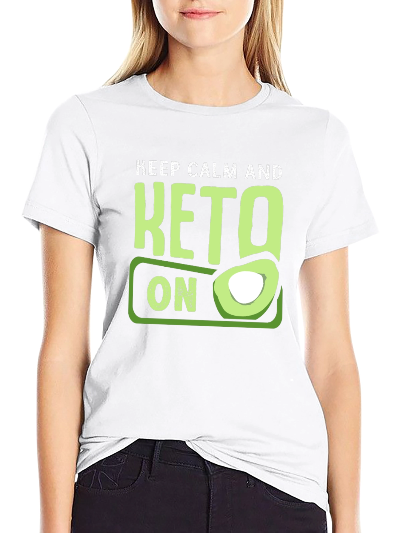 Keep Calm and Keto On T-Shirt Avocado Graphic Tee
