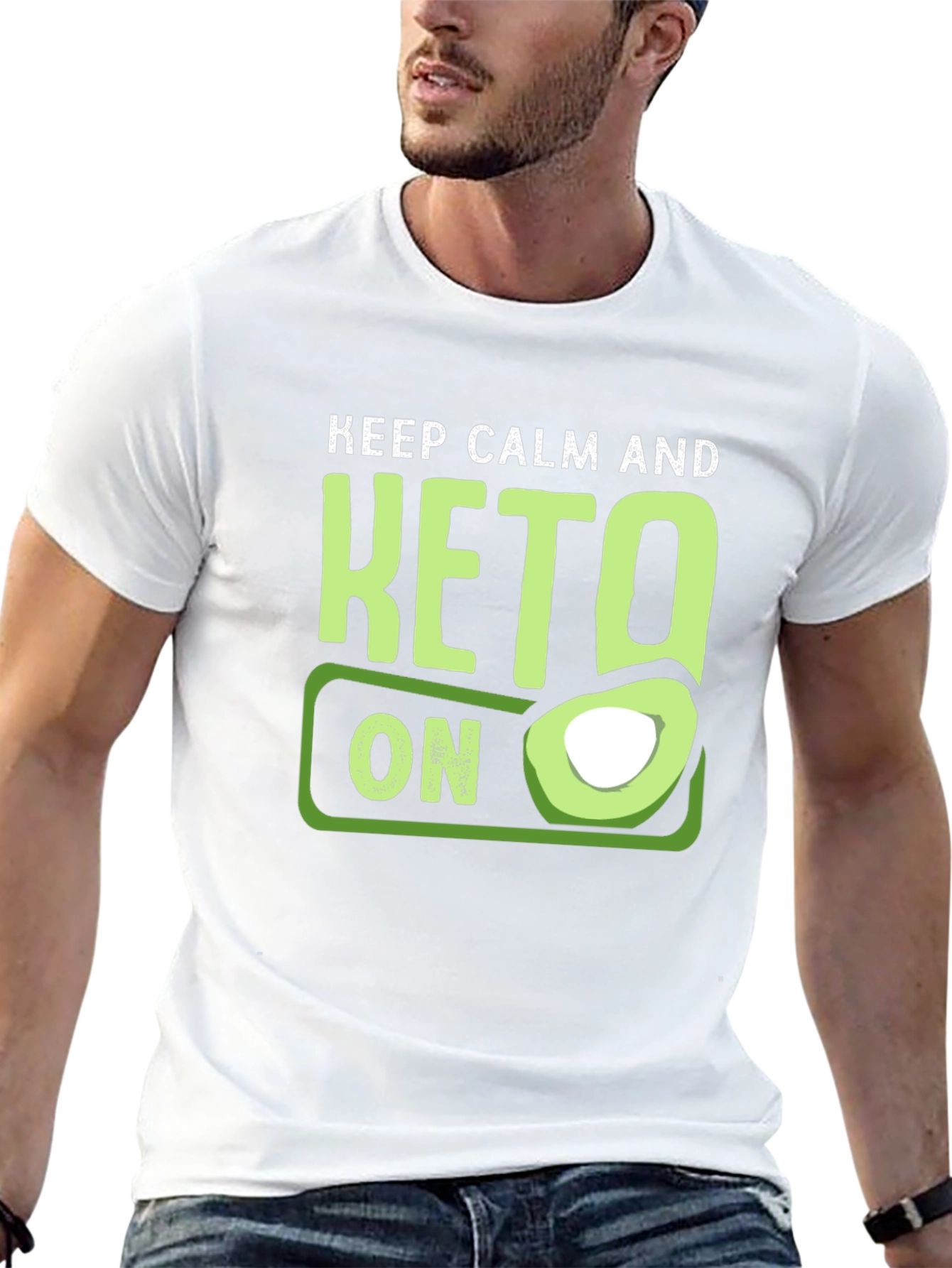 Keep Calm and Keto On T-Shirt Avocado Graphic Tee