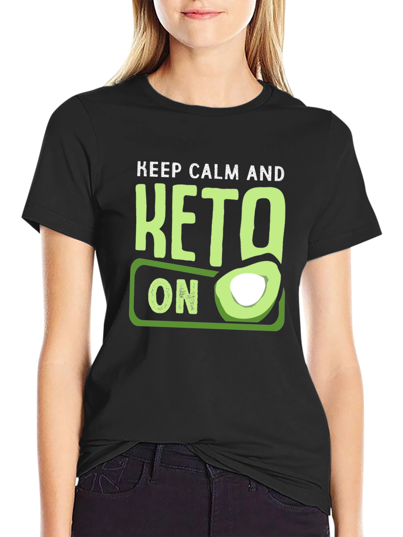 Keep Calm and Keto On T-Shirt Avocado Graphic Tee