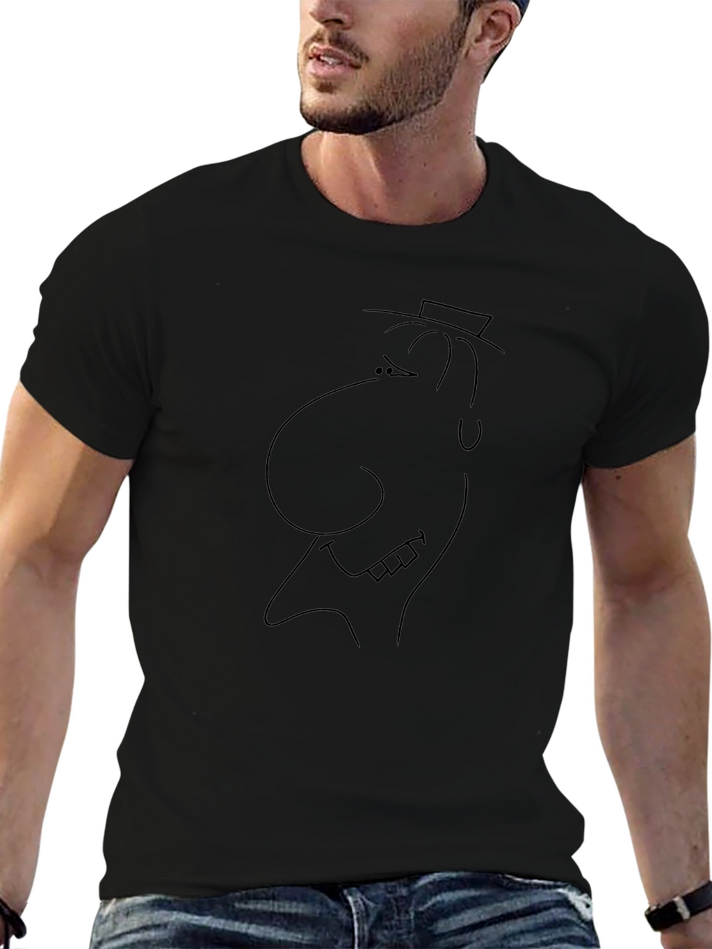 Cartoon Face Black T-Shirt