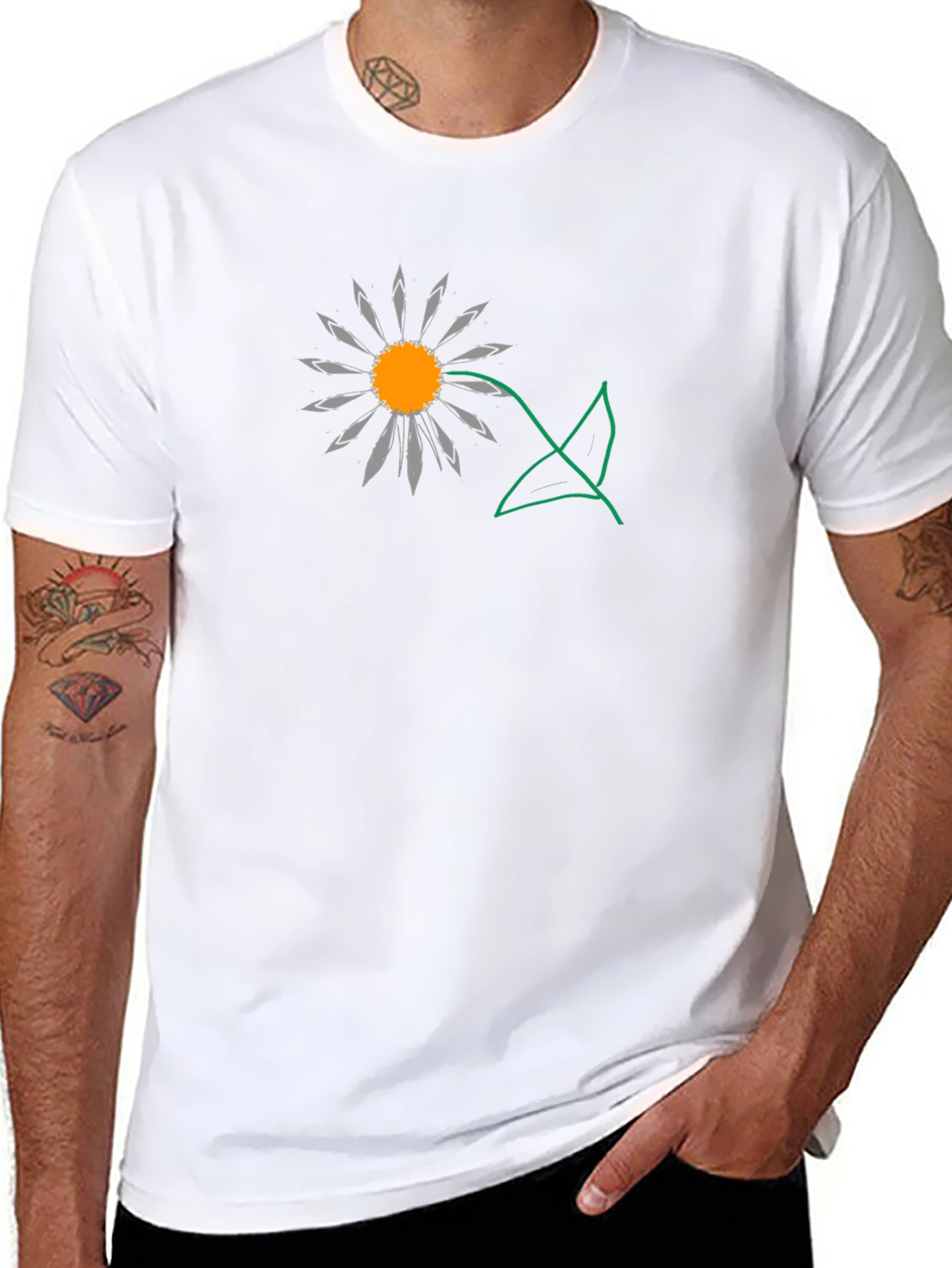 Daisy Graphic T-Shirt - Black Cotton Casual Tee