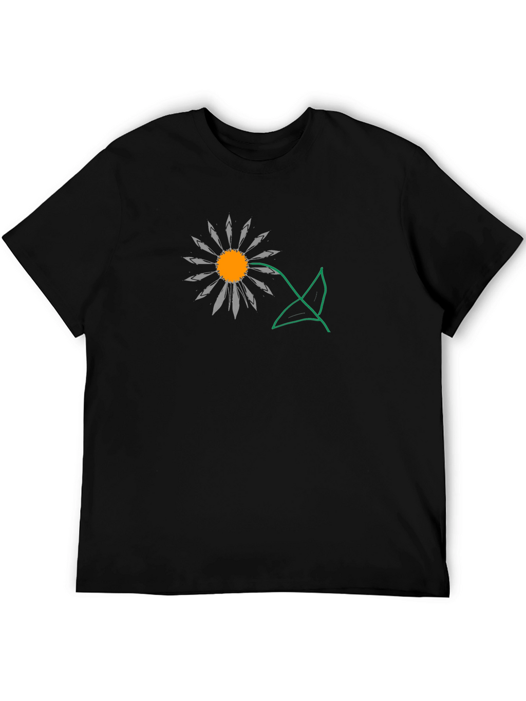 Daisy Graphic T-Shirt - Black Cotton Casual Tee