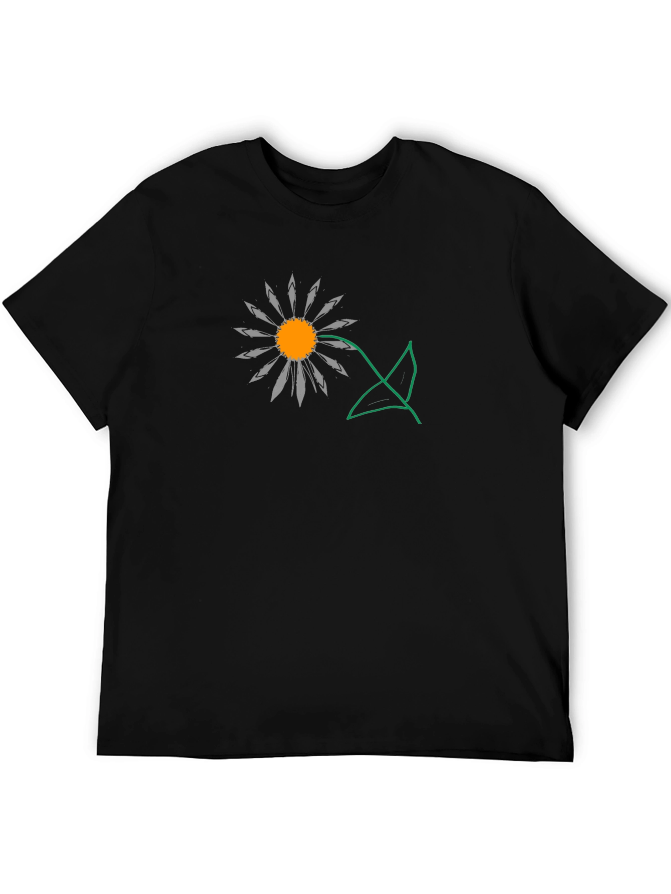 Daisy Graphic T-Shirt - Black Cotton Casual Tee