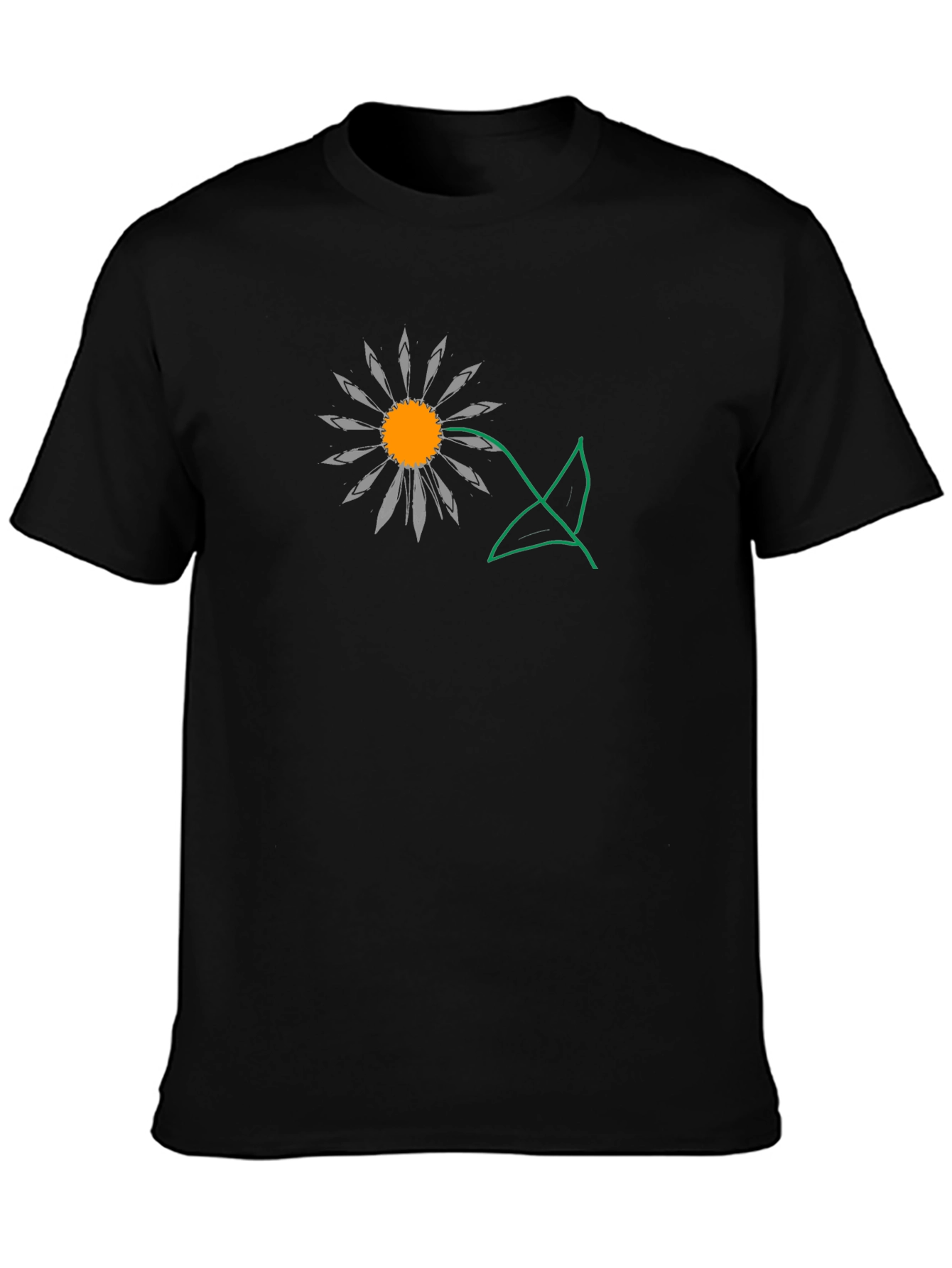 Daisy Graphic T-Shirt - Black Cotton Casual Tee