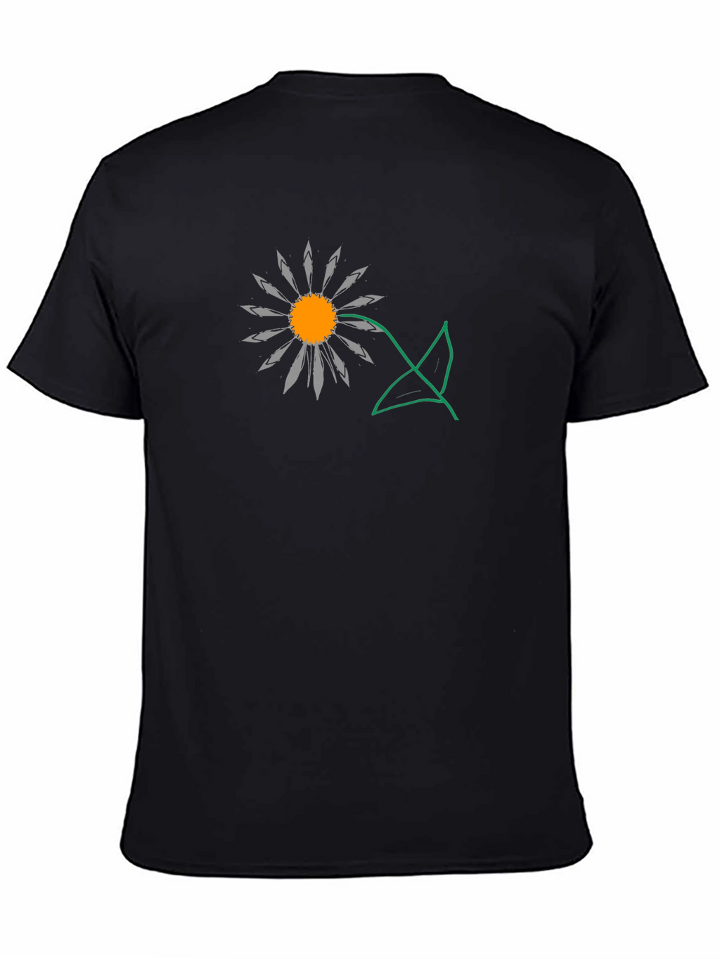 Daisy Graphic T-Shirt - Black Cotton Casual Tee