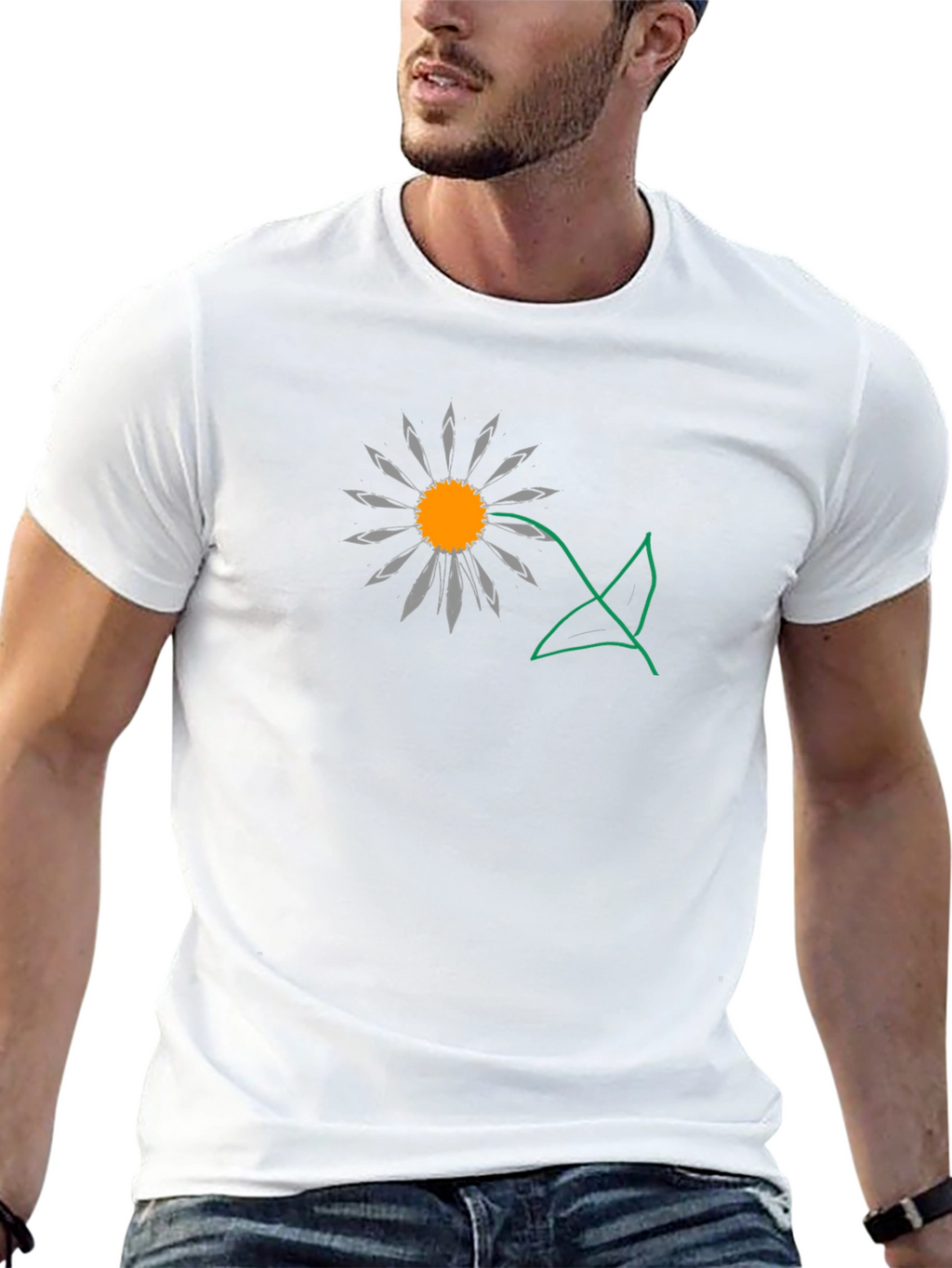 Daisy Graphic T-Shirt - Black Cotton Casual Tee