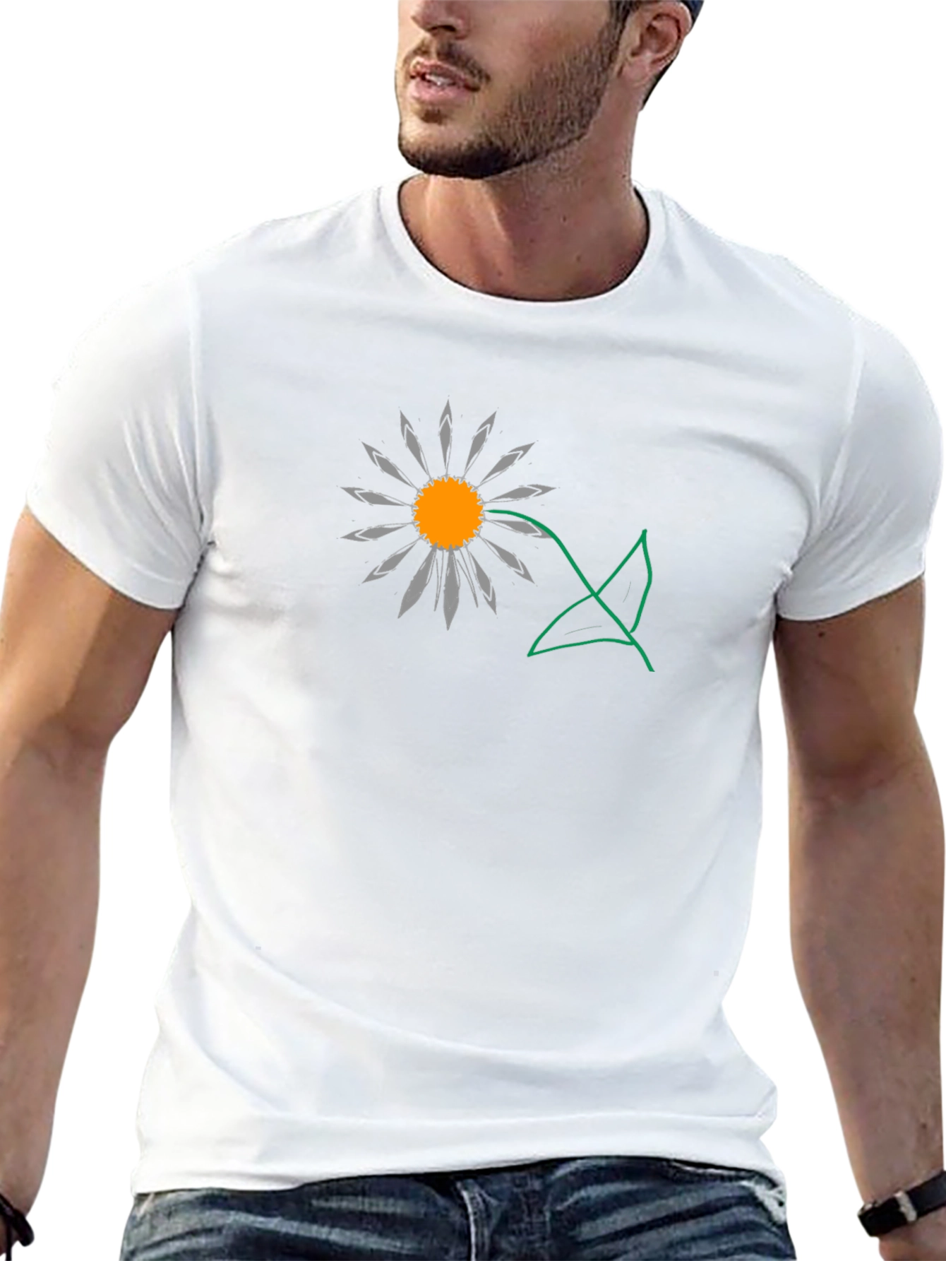 Daisy Graphic T-Shirt - Black Cotton Casual Tee