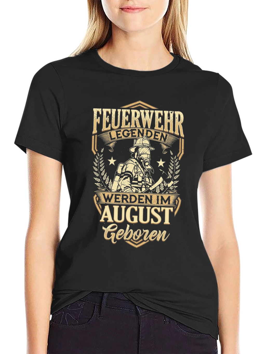 Firefighter Legend August Birthday Black T-Shirt