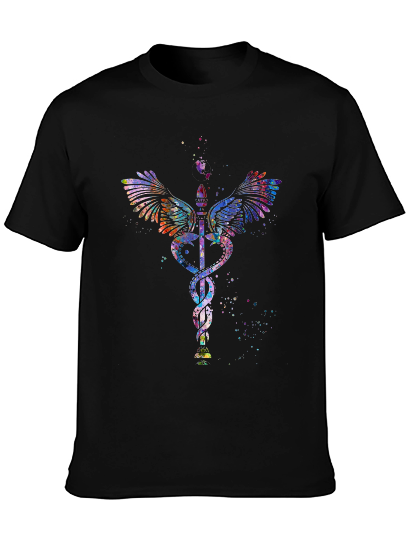 Caduceus Watercolor Graphic T-Shirt