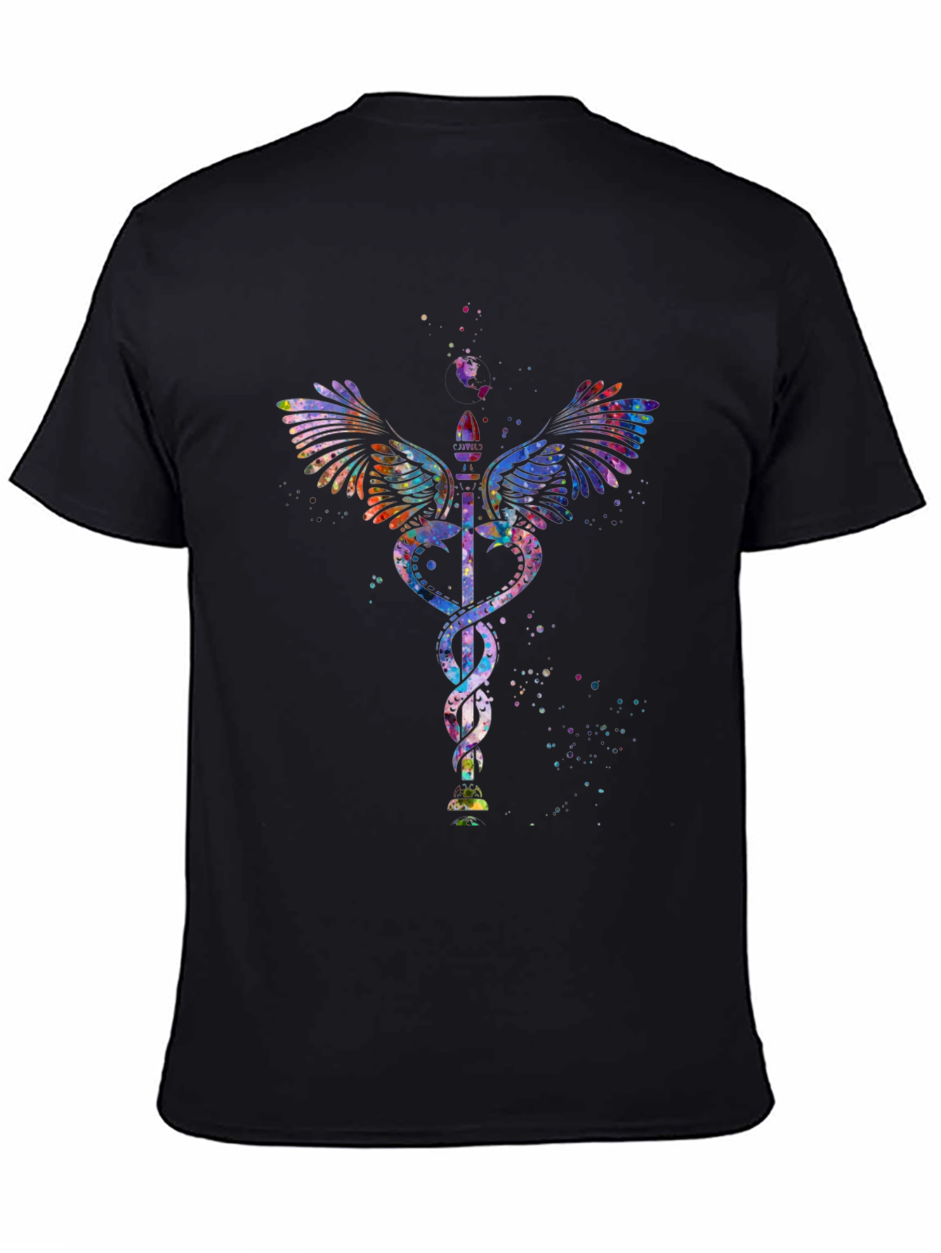 Caduceus Watercolor Graphic T-Shirt