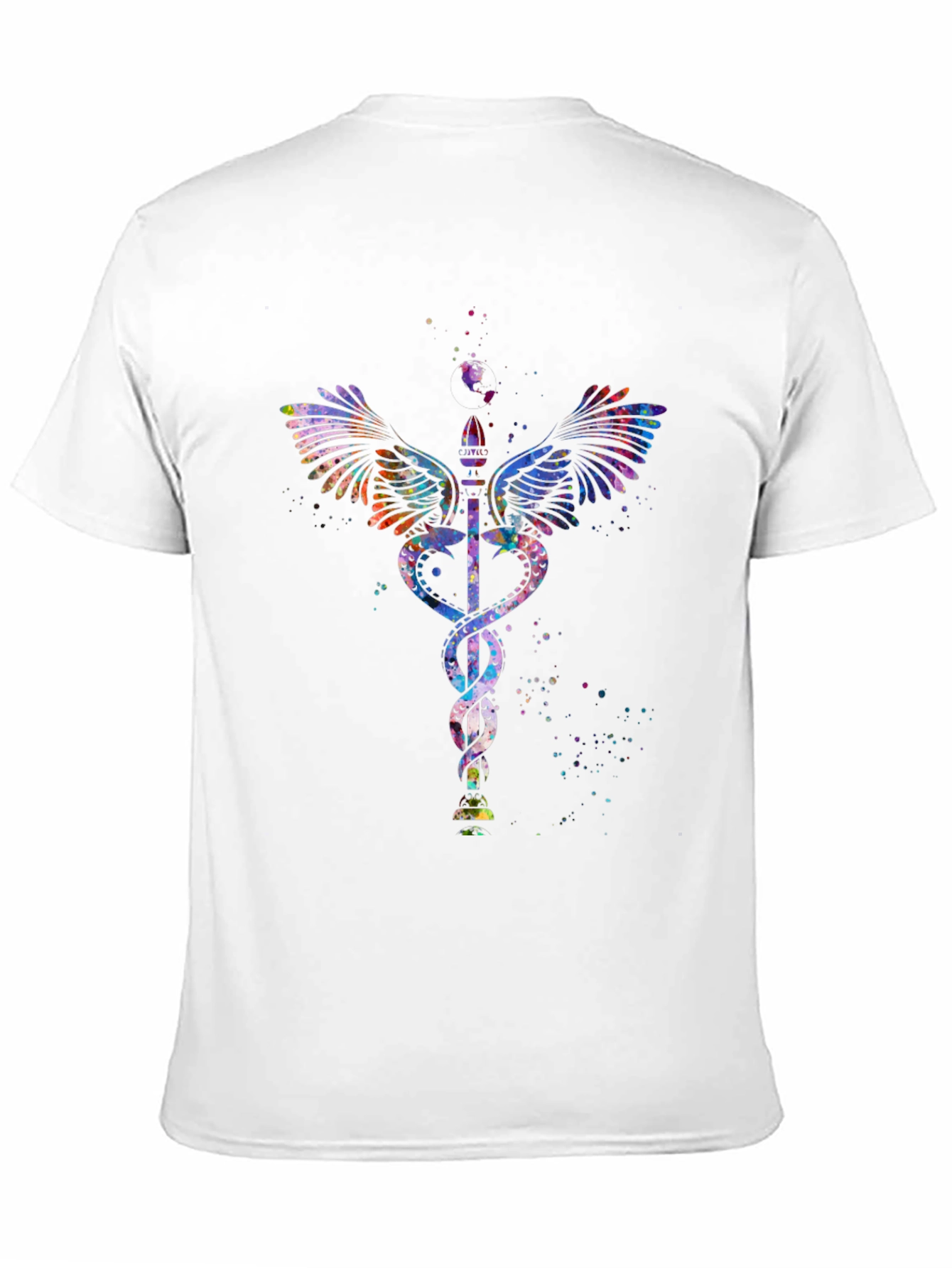 Caduceus Watercolor Graphic T-Shirt