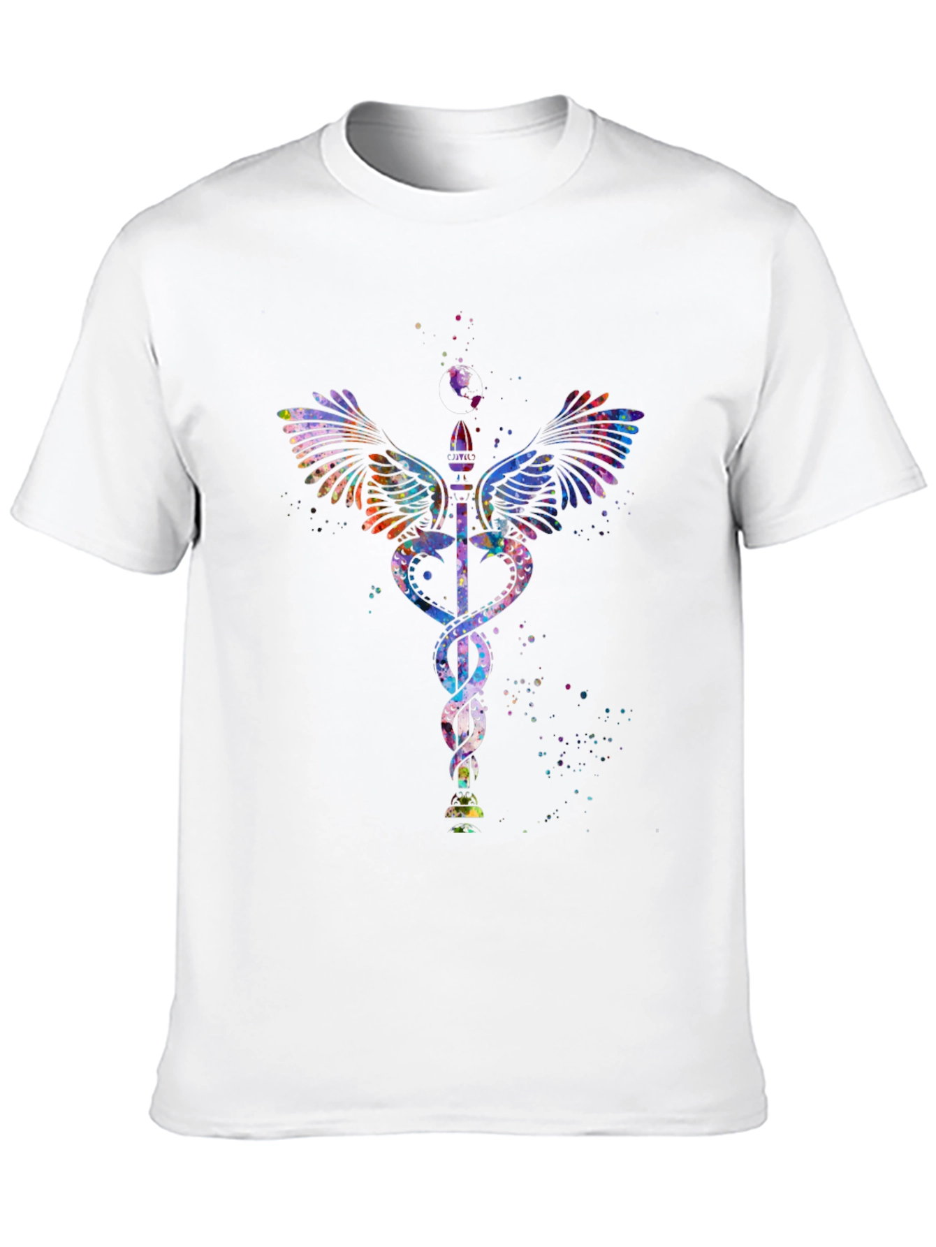 Caduceus Watercolor Graphic T-Shirt