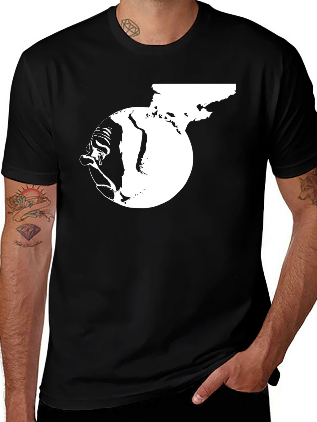 Distressed Earth Graphic Tee - Black