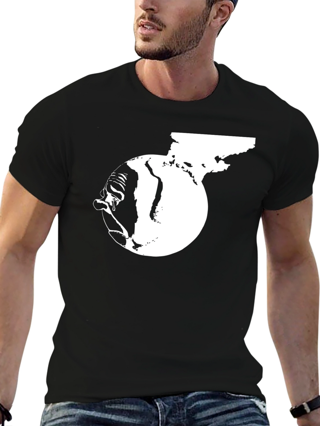 Distressed Earth Graphic Tee - Black