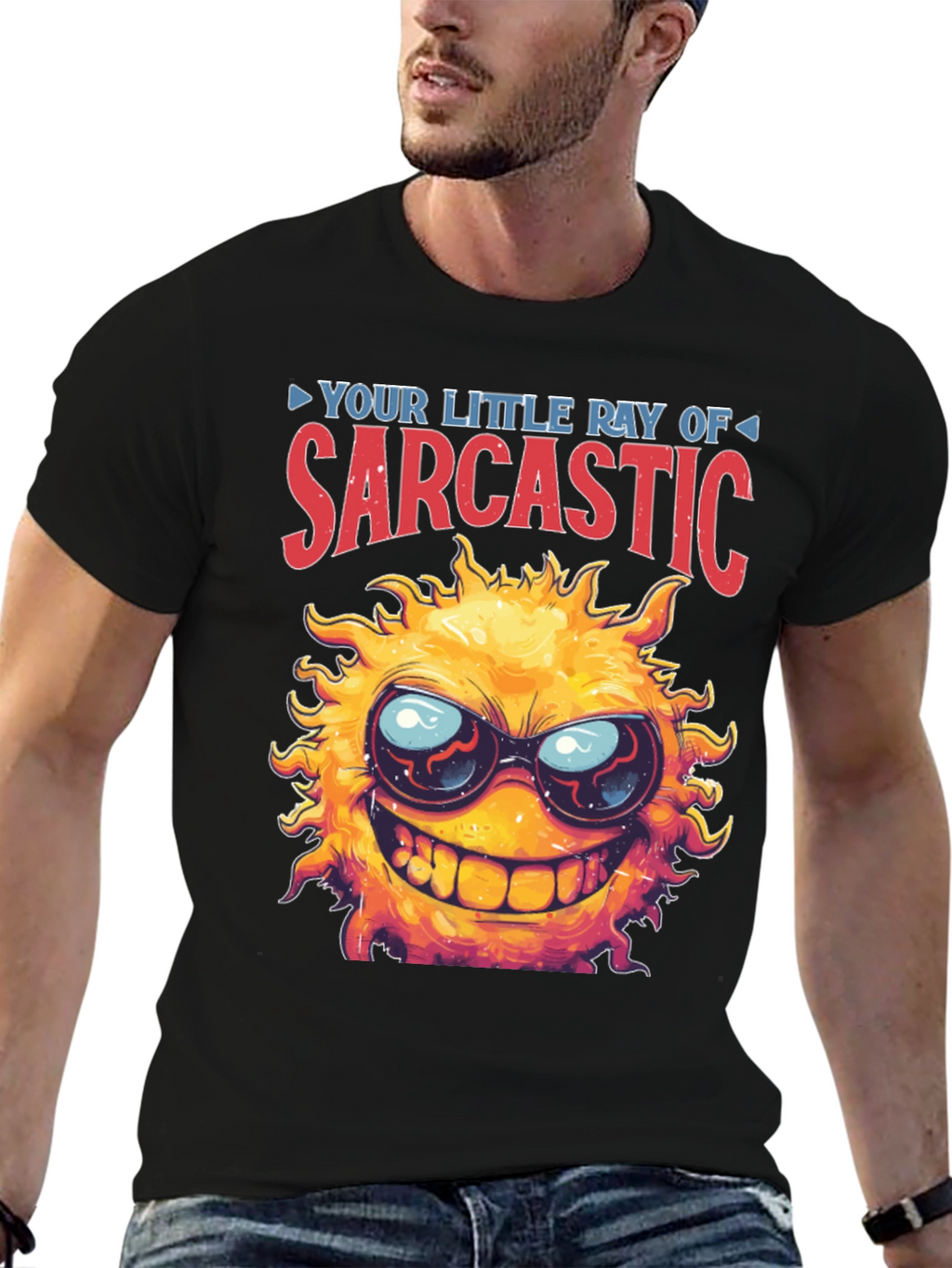 Sarcastic Sun Graphic T-Shirt - Black
